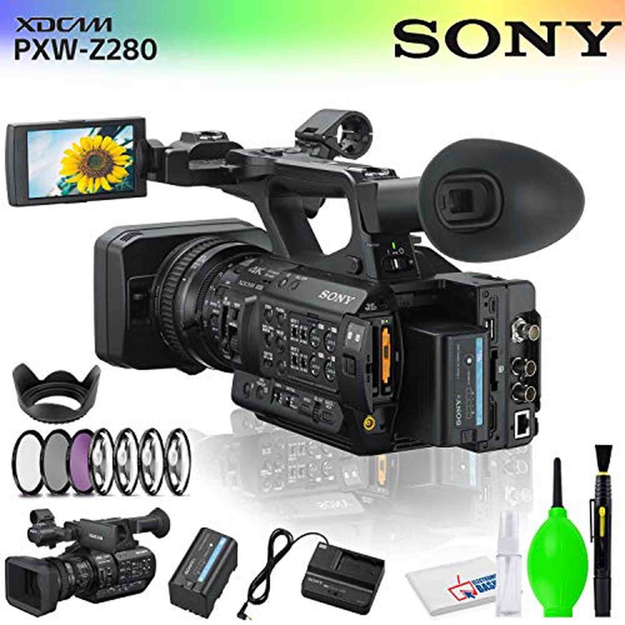 Sony PXW-Z280 4K 3-CMOS 1/2" Sensor XDCAM Camcorder Accessory Bundle with Filter and Cleaning Kit Sony