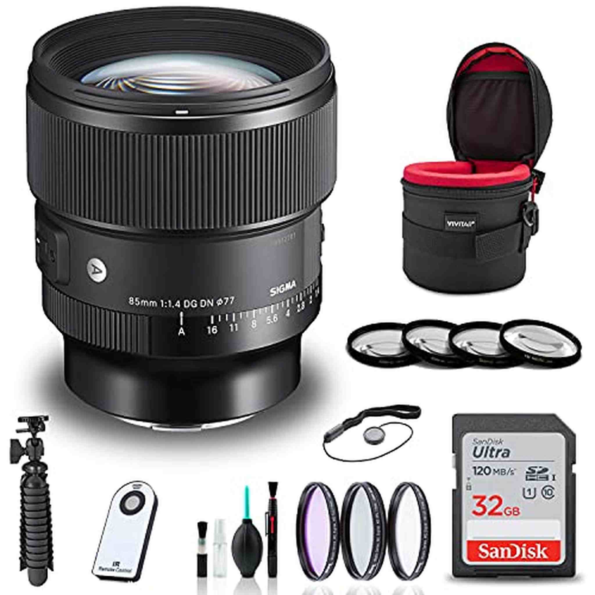 Sigma 85mm f/1.4 DG DN Art Lens for Sony E + 32GB SD Card Bundle Sigma