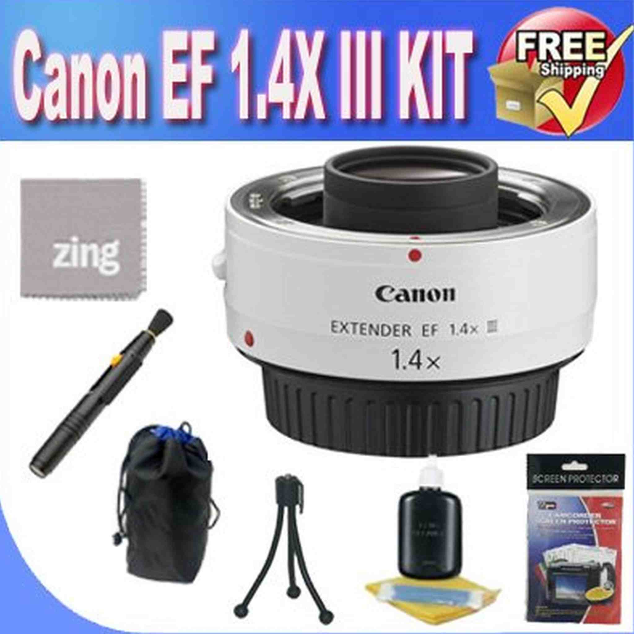 Canon EF 1.4X III Telephoto Extender for Canon Super Telephoto Lenses + Deluxe Case + Lens Pen Cleaner + Zing Microfiber Cleaning Cloth + Accessory Saver Bundle!! Canon