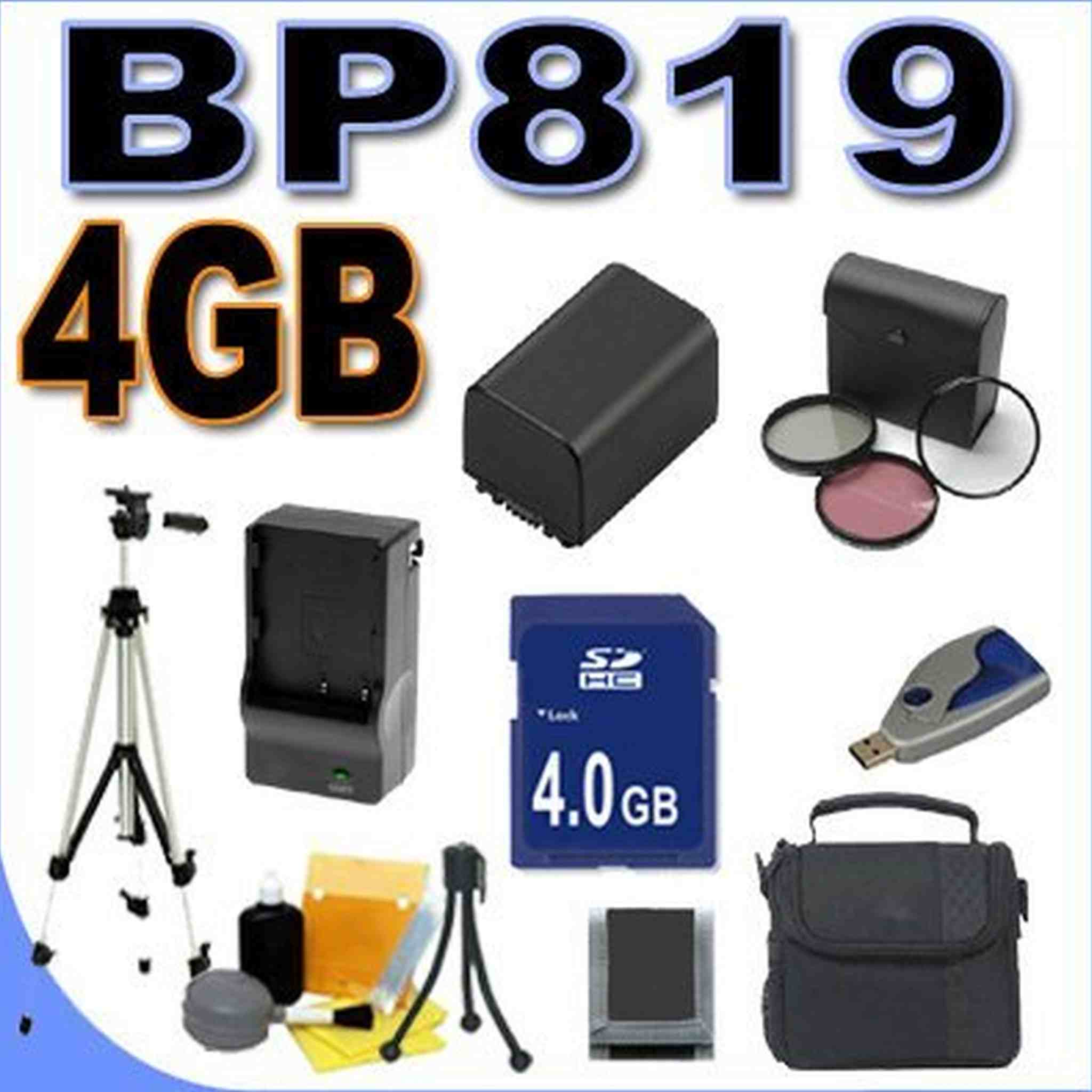 BigVALUEInc BP-819 Replacement Battery/Rapid Charger 4GB SD Filter Kit Bundle for Canon HD 37mm Camcorders BigVALUEInc