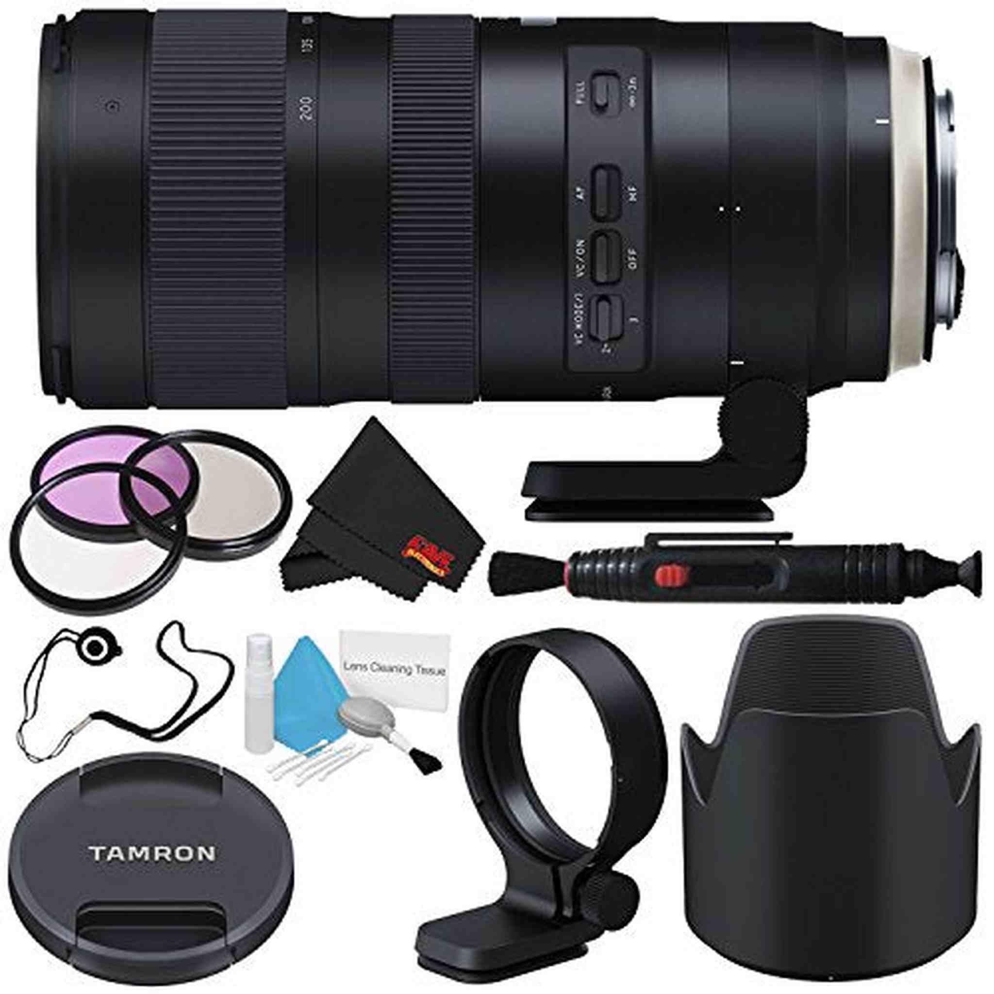 6Ave Tamron SP 70-200mm f/2.8 Di VC USD G2 Lens for Canon EF International Model + 77mm 3 Piece Filter Kit + Deluxe Cl Tamron