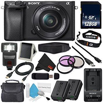 Sony Alpha a6300 Mirrorless Digital Camera with 16-50mm Lens International Model + NP-FW50 Replacement Lithium Ion Bat - Used Sony