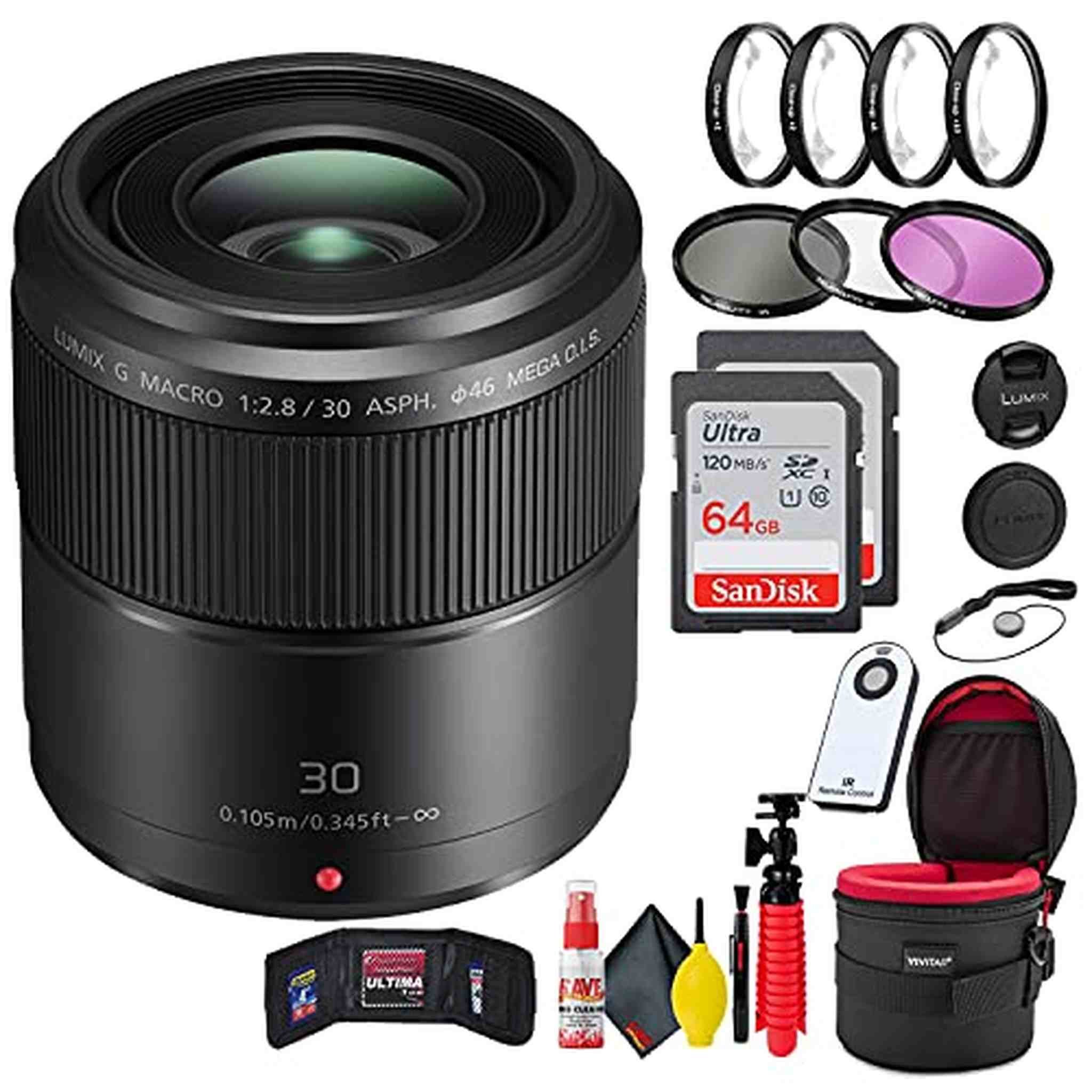 G Macro 30mm f/2.8 ASPH Mega O.I.S Lens + Accessories Pro Bundle 6th Ave Electronics