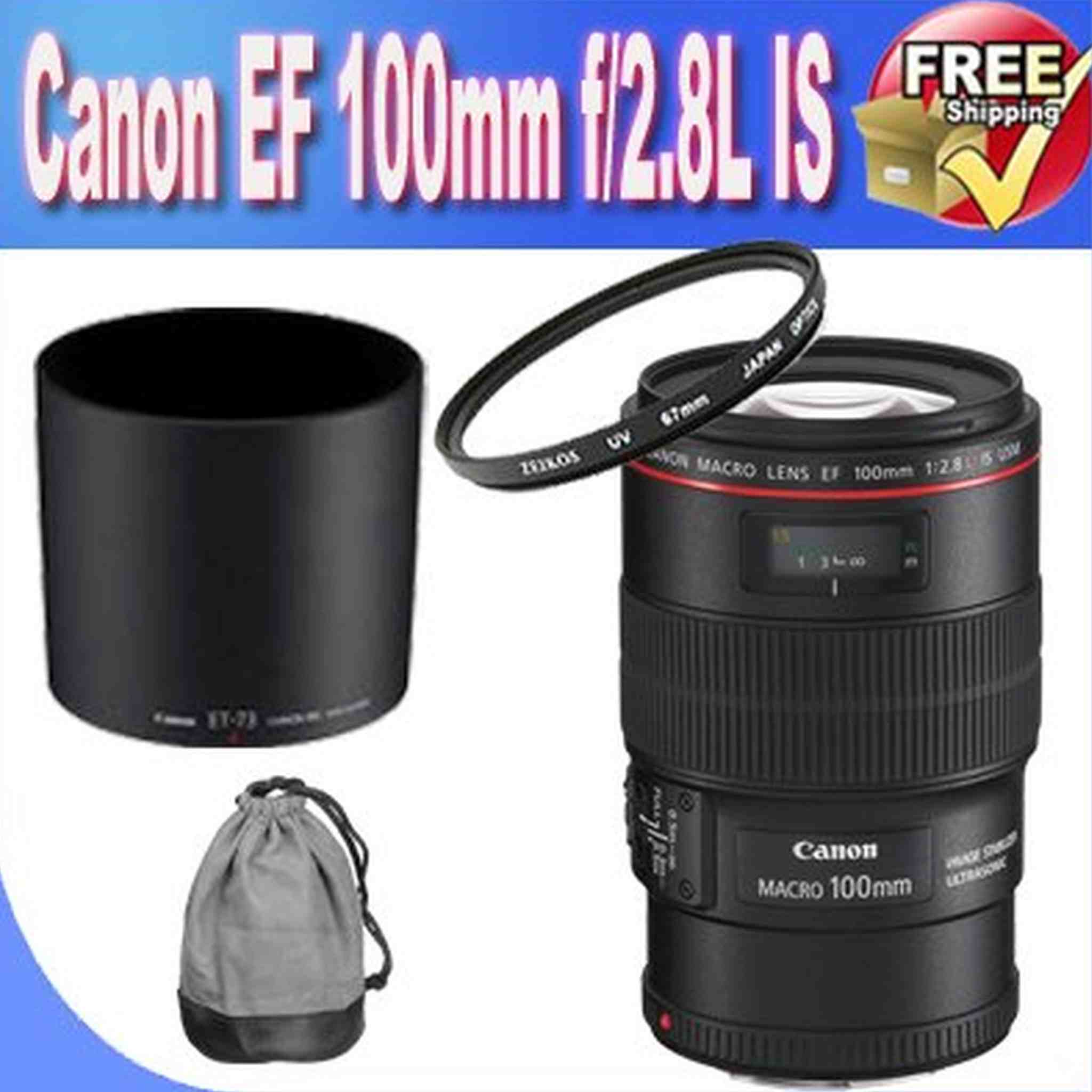 Canon EF 100mm f/2.8LMacro is USM Lens for Canon SLR Cameras + 67mm UV Filter!! Canon