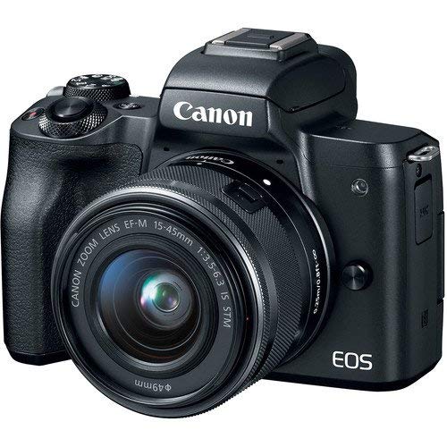 Canon EOS M50 Mirrorless Digital Camera with 15-45mm Lens (International Model) (2680C011) W/Bag, Extra Battery, LED Lig