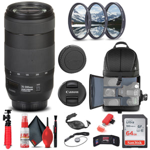 Canon EF 70-300mm f/4-5.6 IS II USM Lens 0571C002 + Filter + BackPack + More Canon