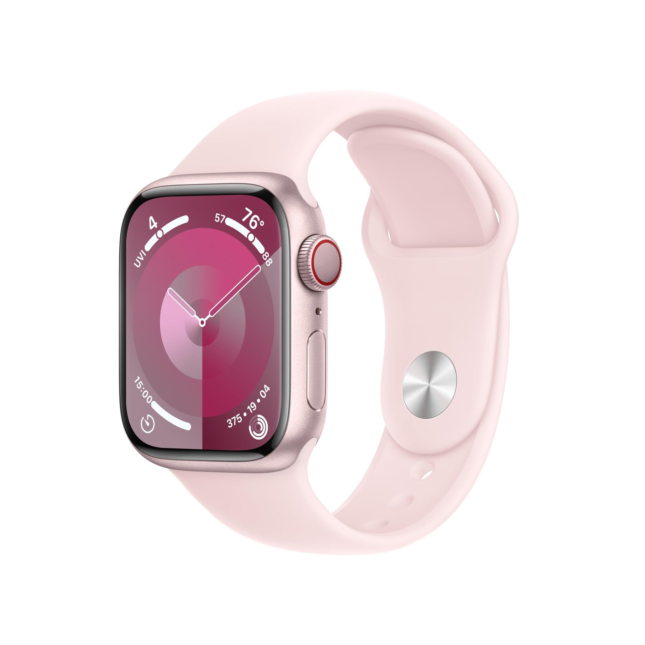 Apple Watch Series 9 GPS + Cellular 41mm Smartwatch with Pink Aluminum Case with Pink Sport Band S/M. Apple