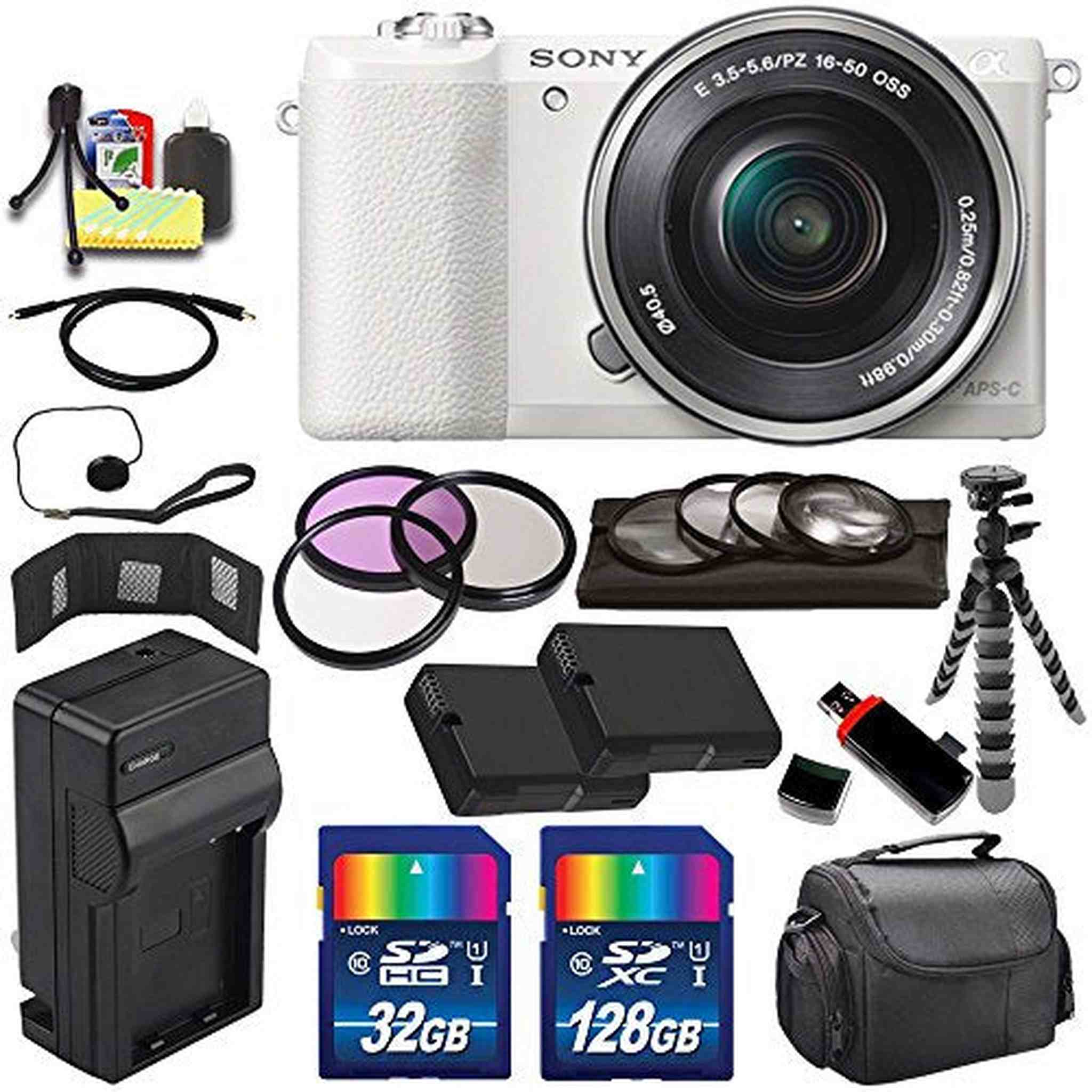 Sony Alpha a5100 Mirrorless Digital Camera with 16-50mm Lens White + Battery + Charger + 160GB Bundle 8 - Internationa Sony