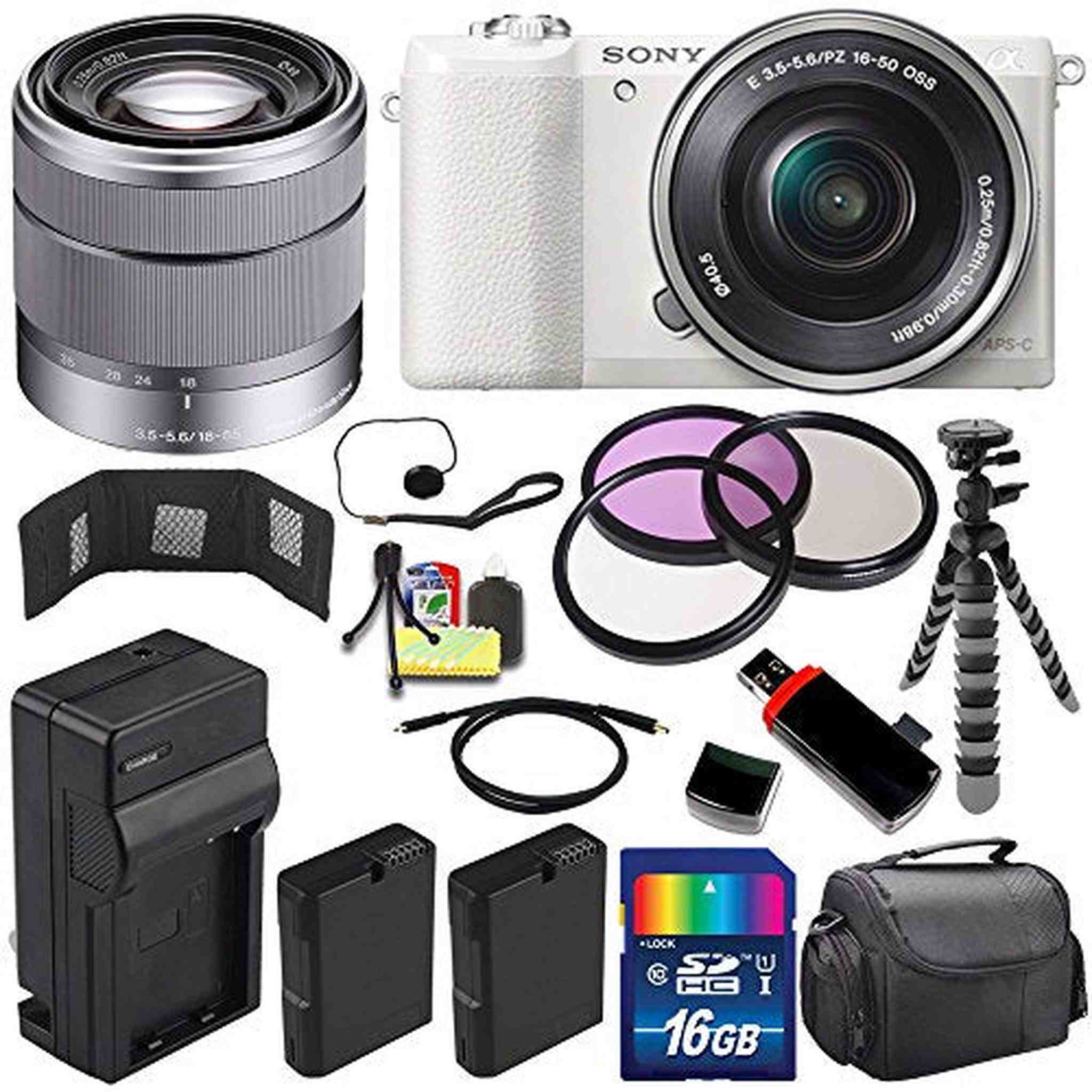 Sony Alpha a5100 Mirrorless Digital Camera with 16-50mm Lens White + Sony SEL 1855 18-55mm Zoom Lens + 16GB Bundle 13 Sony