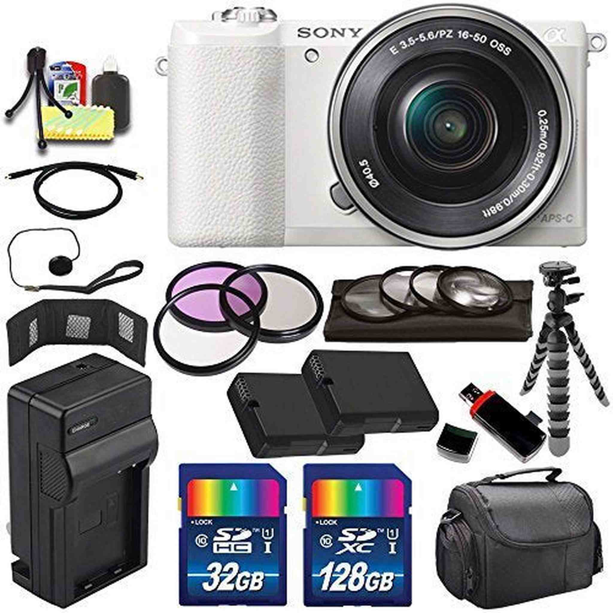 Sony Alpha a5100 Mirrorless Digital Camera with 16-50mm Lens White + Battery + Charger + 160GB Bundle 8 - Internationa Sony