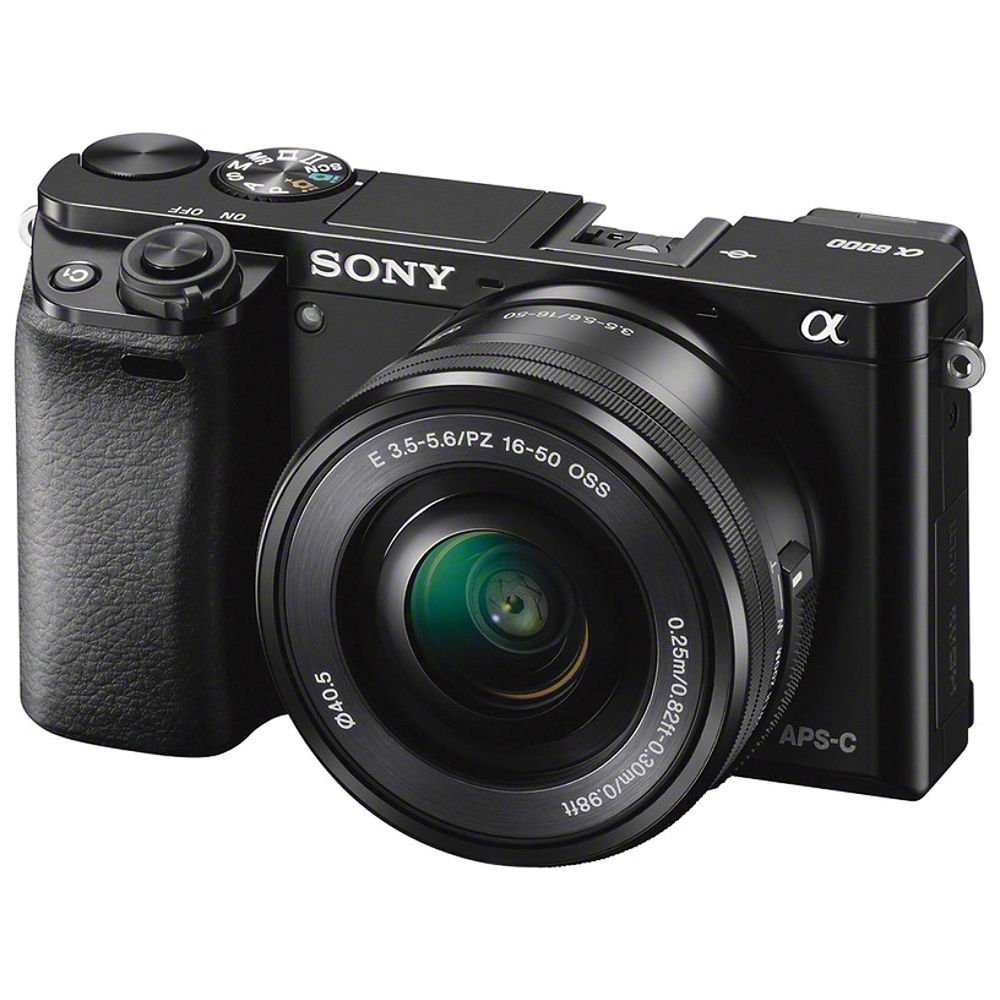 Sony Alpha a6000 Mirrorless Camera with 16-50mm Lens Black With Soft Bag, Additional Battery, 64GB Memory Card, Card Reader , Plus Essential Bundle - Reconditioned Sony