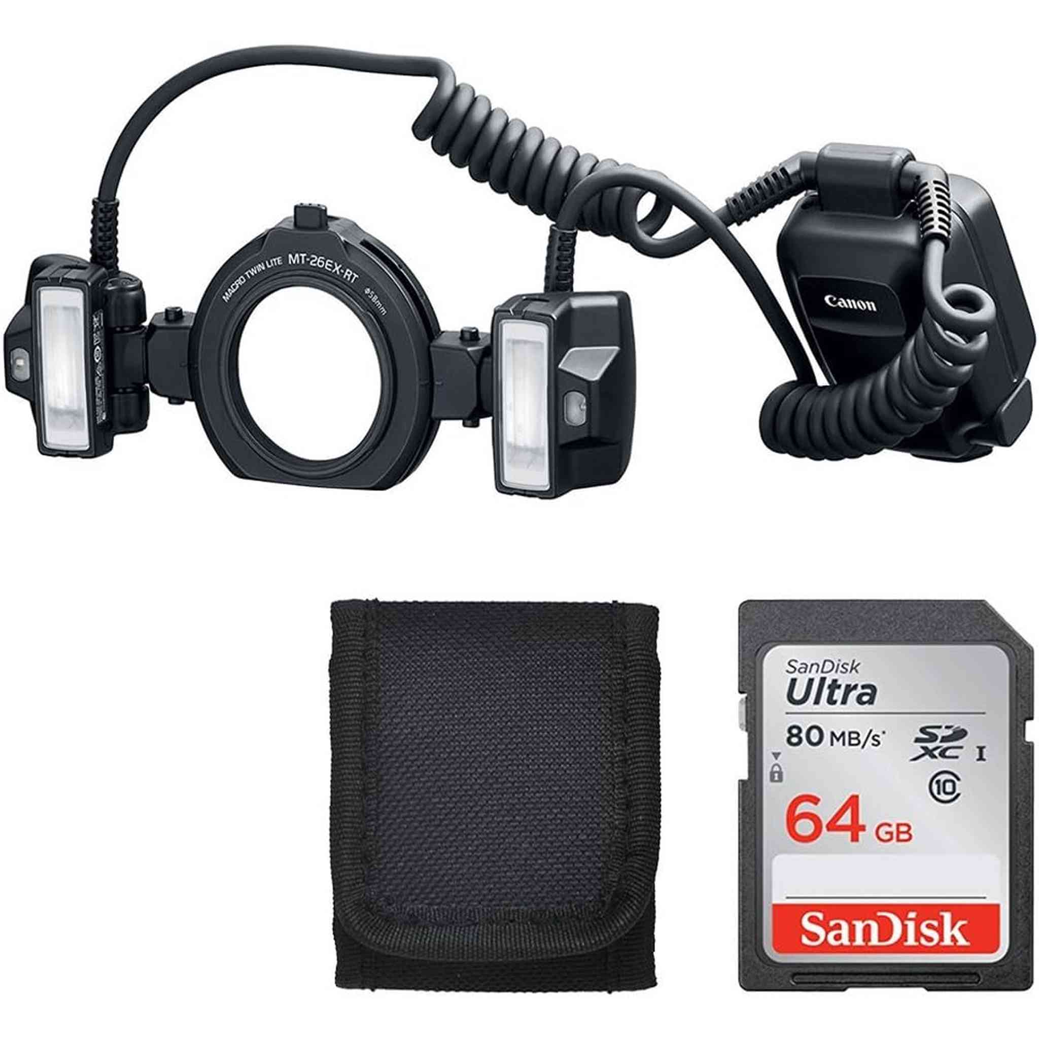 Canon MT-26EX-RT Macro Twin Lite 2398C002 Value Bundle with 64GB Memory Card Canon