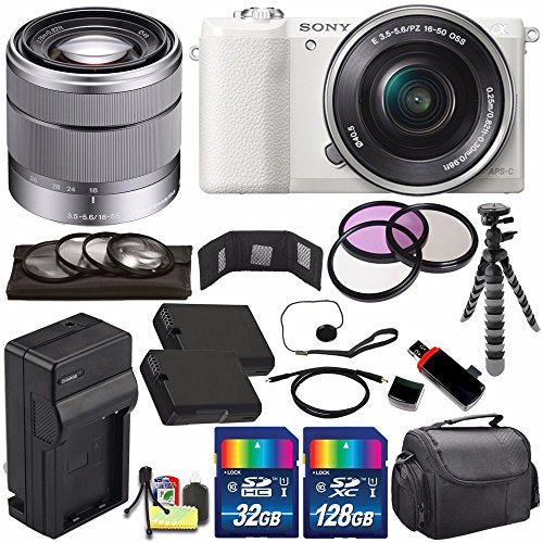 Sony Alpha a5100 Mirrorless Digital Camera with 16-50mm Lens White + Sony SEL 1855 18-55mm Zoom Lens + 160GB Bundle 17 Sony