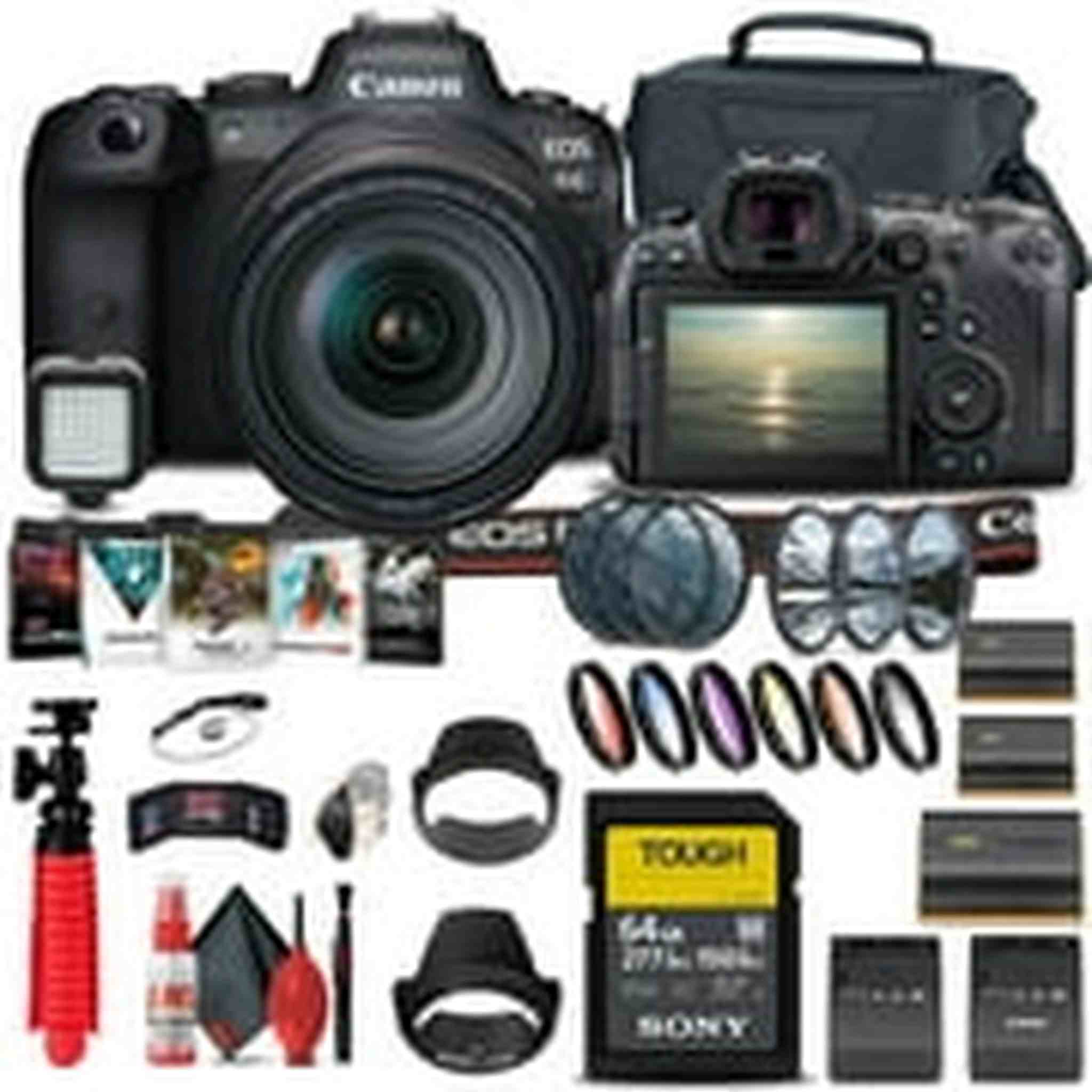 Canon EOS R6 with 24-105mm f/4L Lens bundle with 77mm lens filters Canon