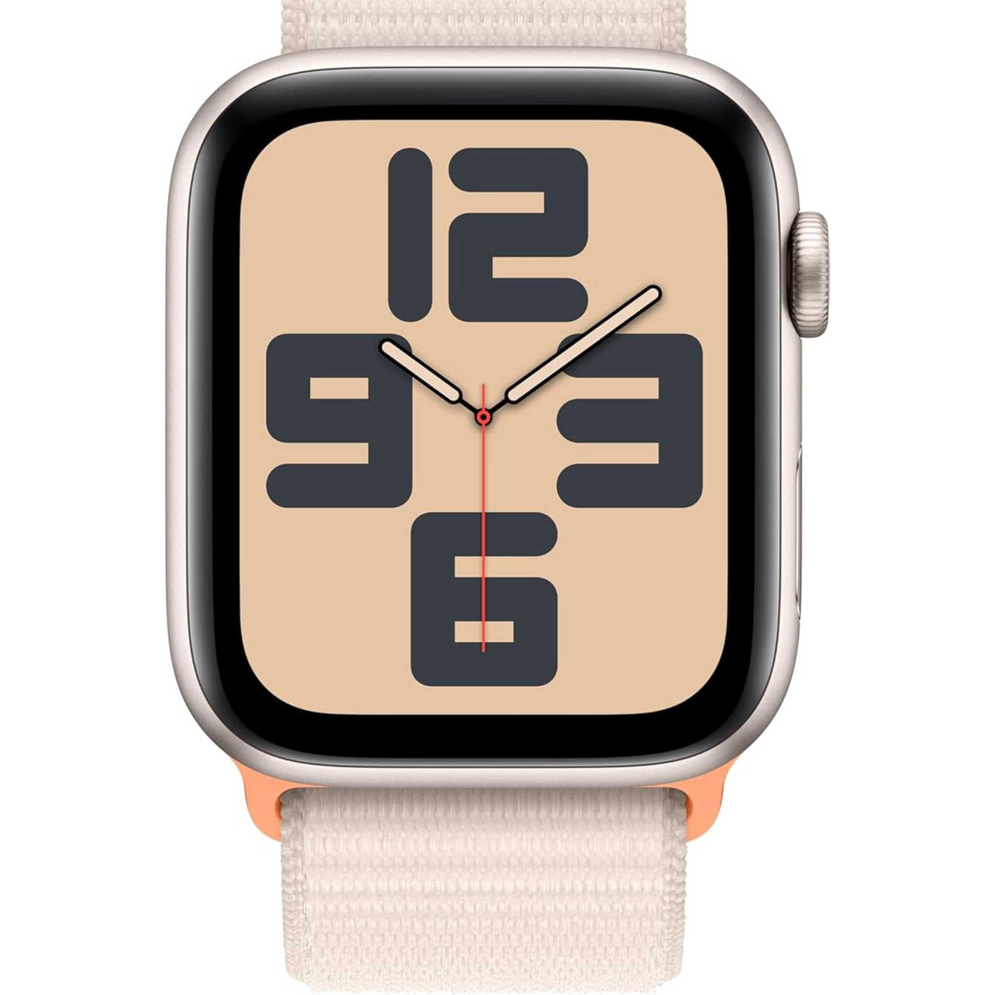 Apple Watch SE 2nd Gen GPS 44mm Smartwatch with Starlight Aluminum Case with Starlight Sport Loop. Fitness & Sleep Tracker, Crash Detection, Heart Rate Monitor, Carbon Neutral Apple