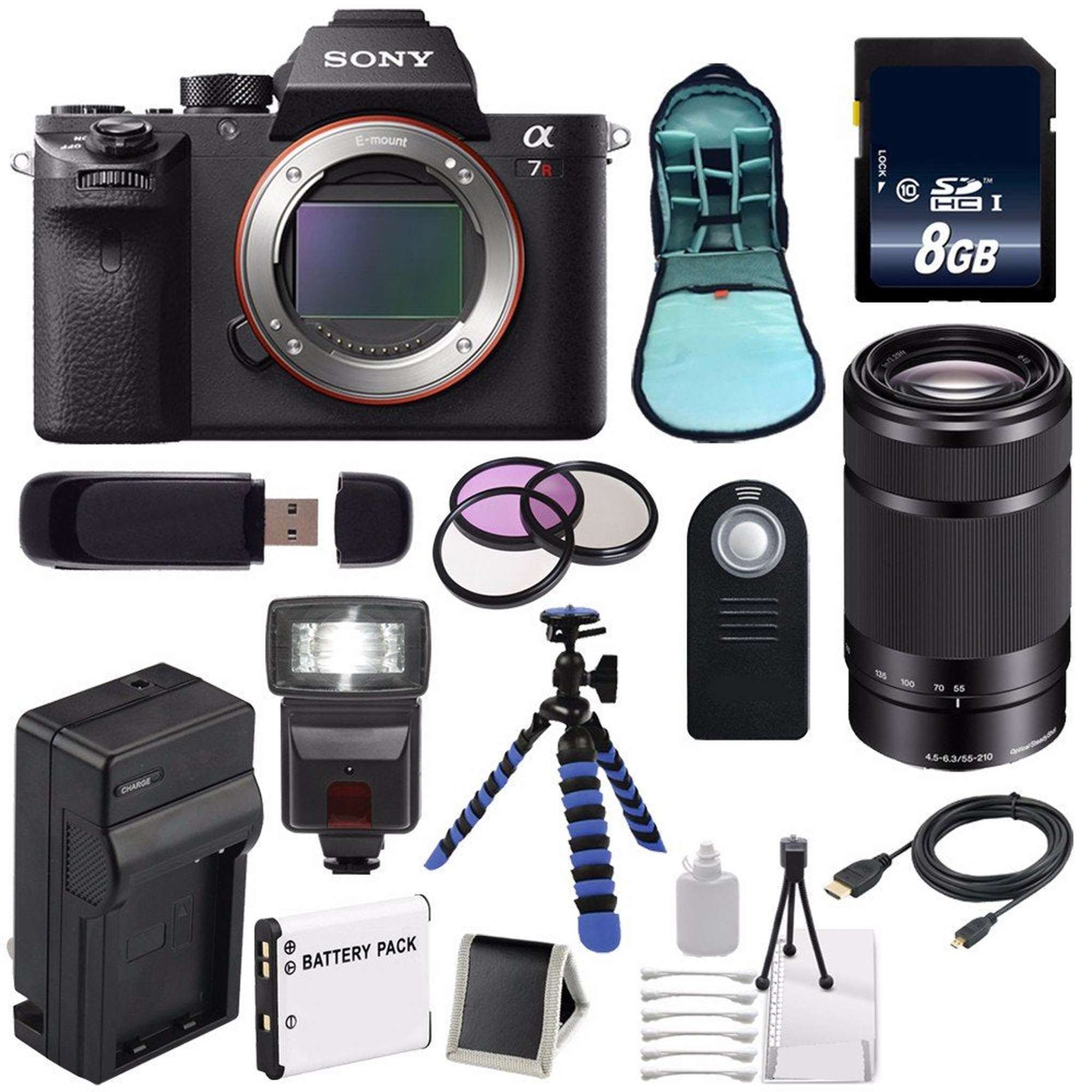 Sony Alpha a7R II Mirrorless Digital Camera International Model + Sony E 55-210mm f/4.5-6.3 OSS E-Mount Lens Black + Sony