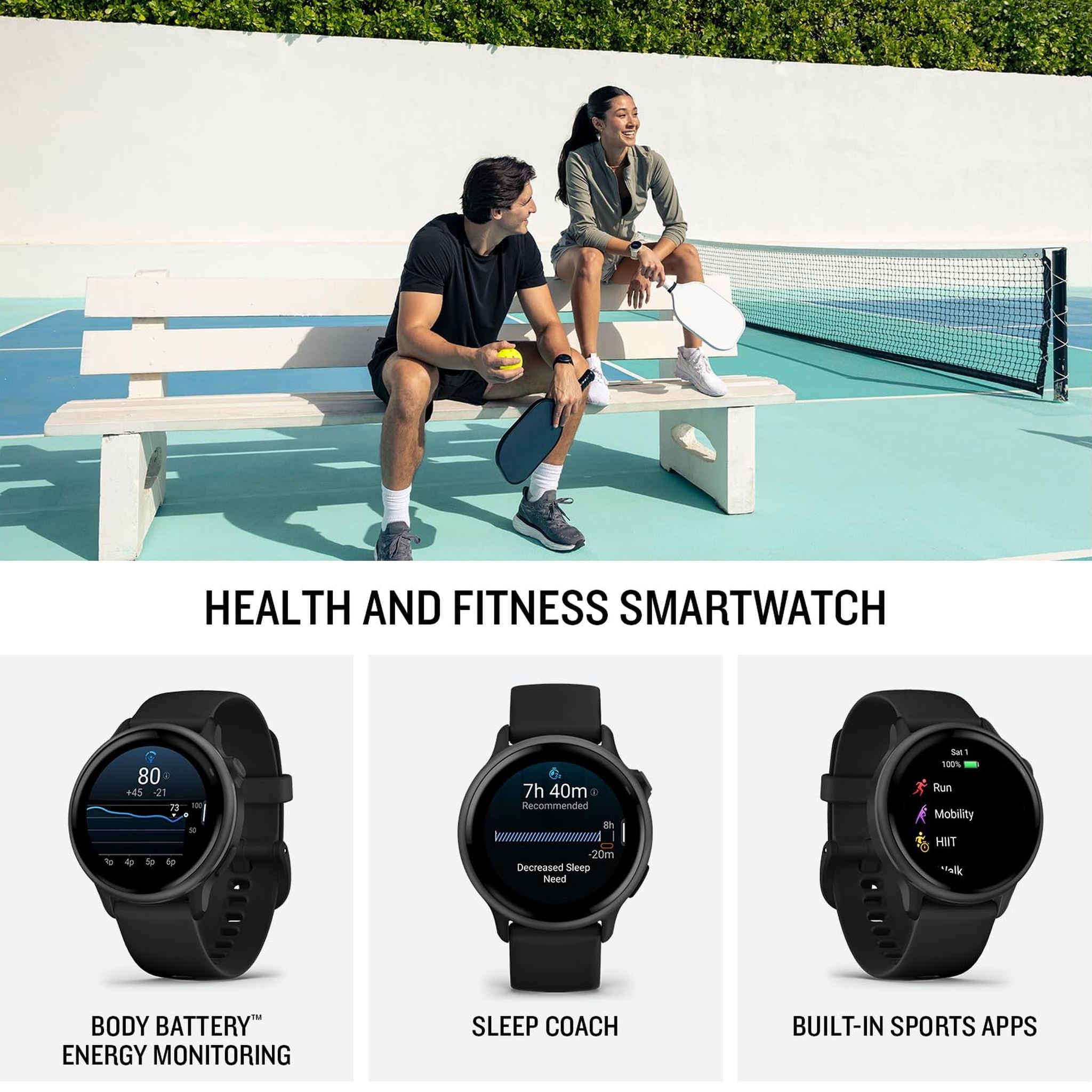 Garmin vívoactive® 6, Health and Fitness GPS Smartwatch, AMOLED Display, Up to 11 Days of Battery, Slate with Black Band Garmin