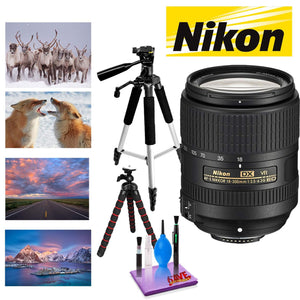 NIKON 18-300MM F/3.5-6.3G ED AF-S DX VR Lens with 12 in Flexible Tripod and 72 in Professional Heavy Aluminum Tripod Bundle Nikon