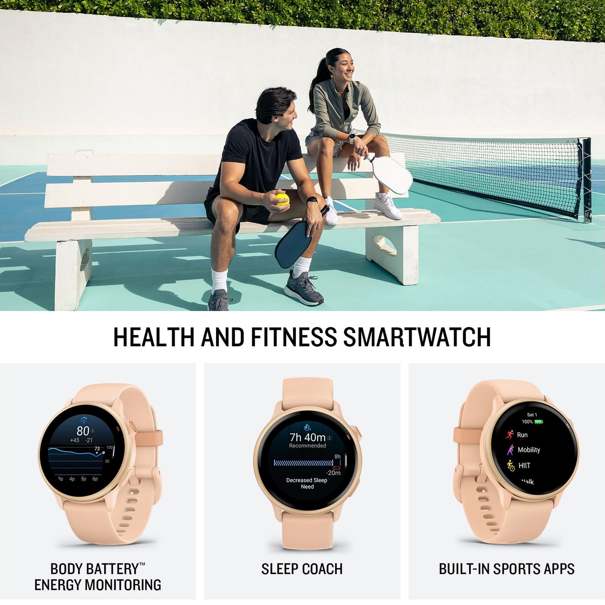 Garmin vívoactive® 6, Health and Fitness GPS Smartwatch, AMOLED Display, Up to 11 Days of Battery, Metallic Pink Dawn with Pink Dawn Band Garmin