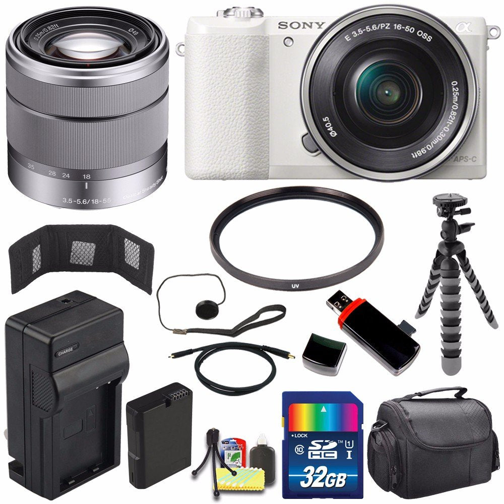 Sony Alpha a5100 Mirrorless Digital Camera with 16-50mm Lens White + Sony SEL 1855 18-55mm Zoom Lens + 32GB Bundle 11 Sony