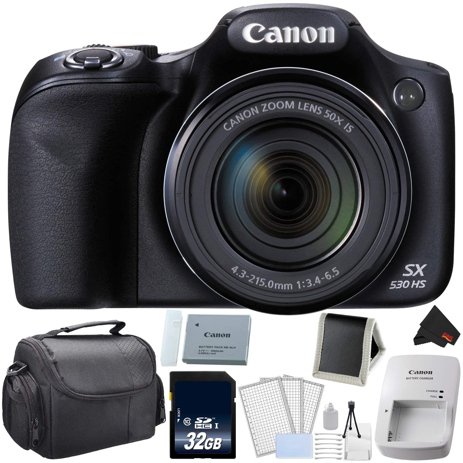 Canon PowerShot SX530 HS Digital Camera 50X Optical Zoom Bundle with 32GB Memory Card - Used