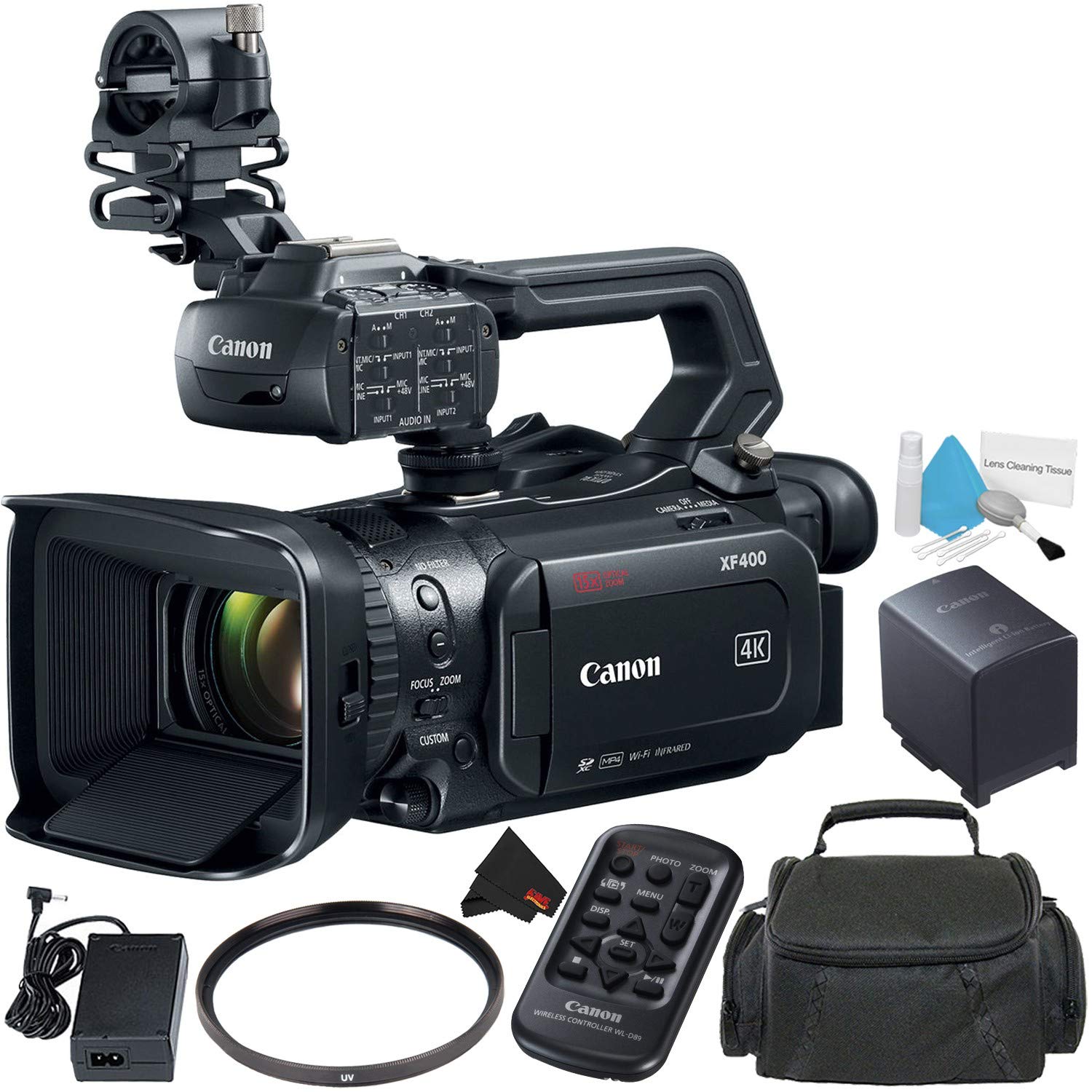 Canon XF405 4K UHD 60P Camcorder with Dual-Pixel Autofocus Bundle with Carrying Case - Used