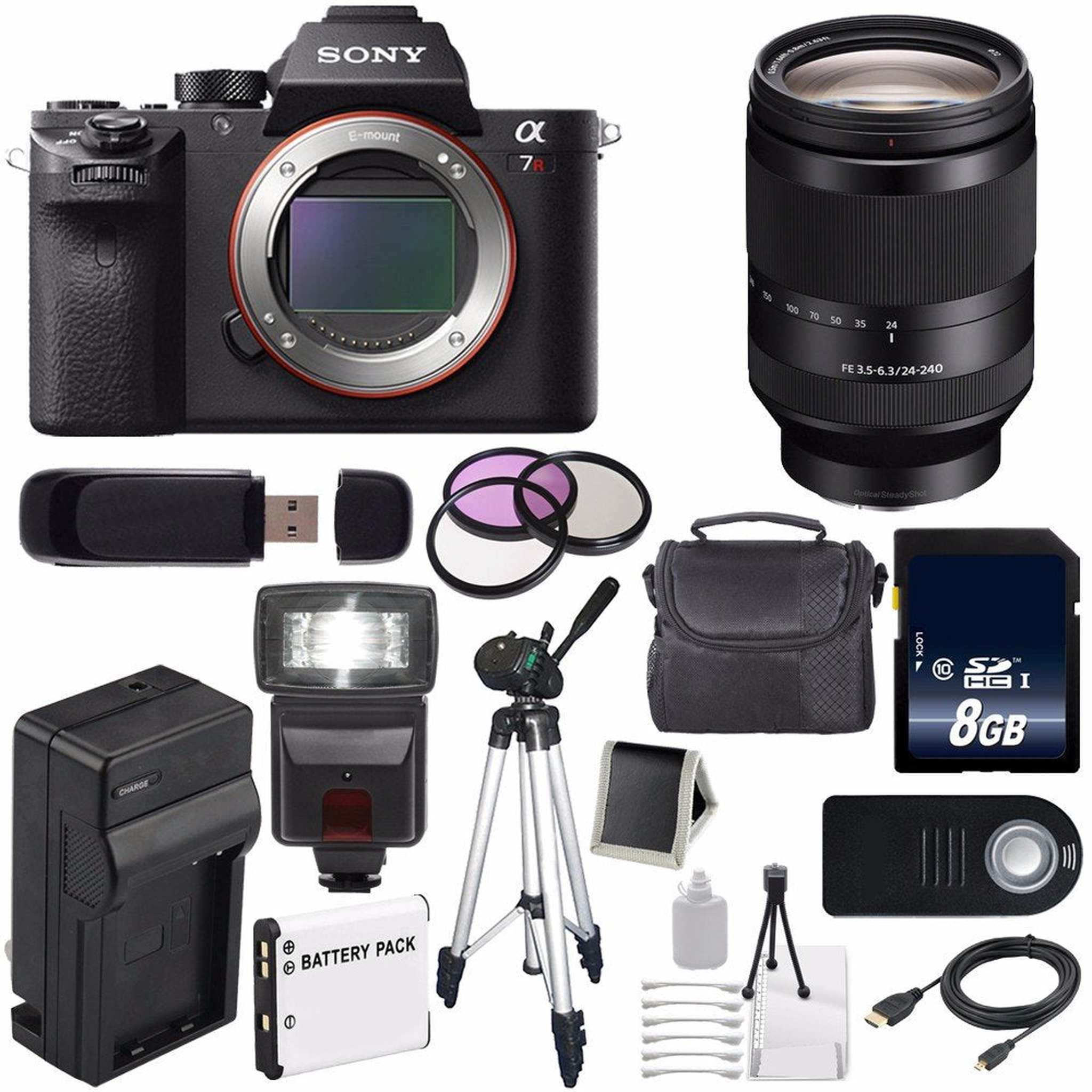 Sony Alpha a7R II Mirrorless Digital Camera International Model + Sony FE 24-240mm f/3.5-6.3 OSS Lens + 72mm 3 Piece F Sony