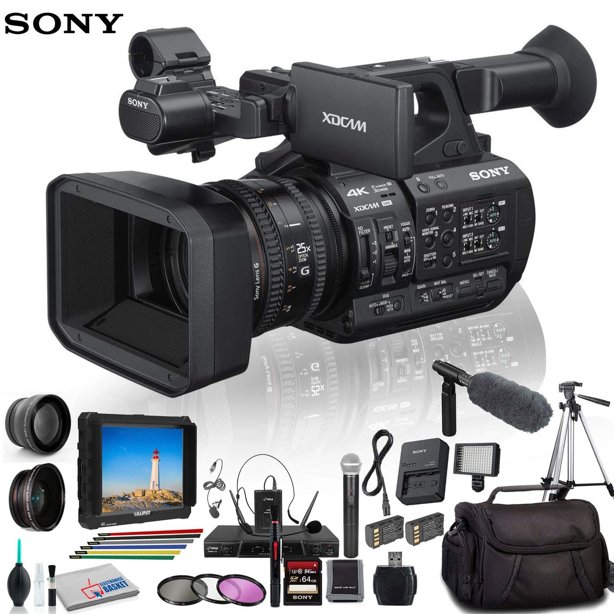 Sony PXW-Z190V 4K XDCAM Camcorder With Tripod, Padded Case, Sony ECM-VG1 and Much More Professional Bundle Sony