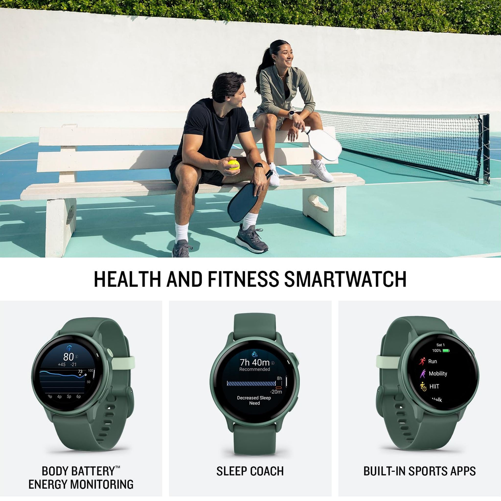 Garmin vívoactive® 6, Health and Fitness GPS Smartwatch, AMOLED Display, Up to 11 Days of Battery, Metallic Jasper Green with Jasper Green Band Garmin