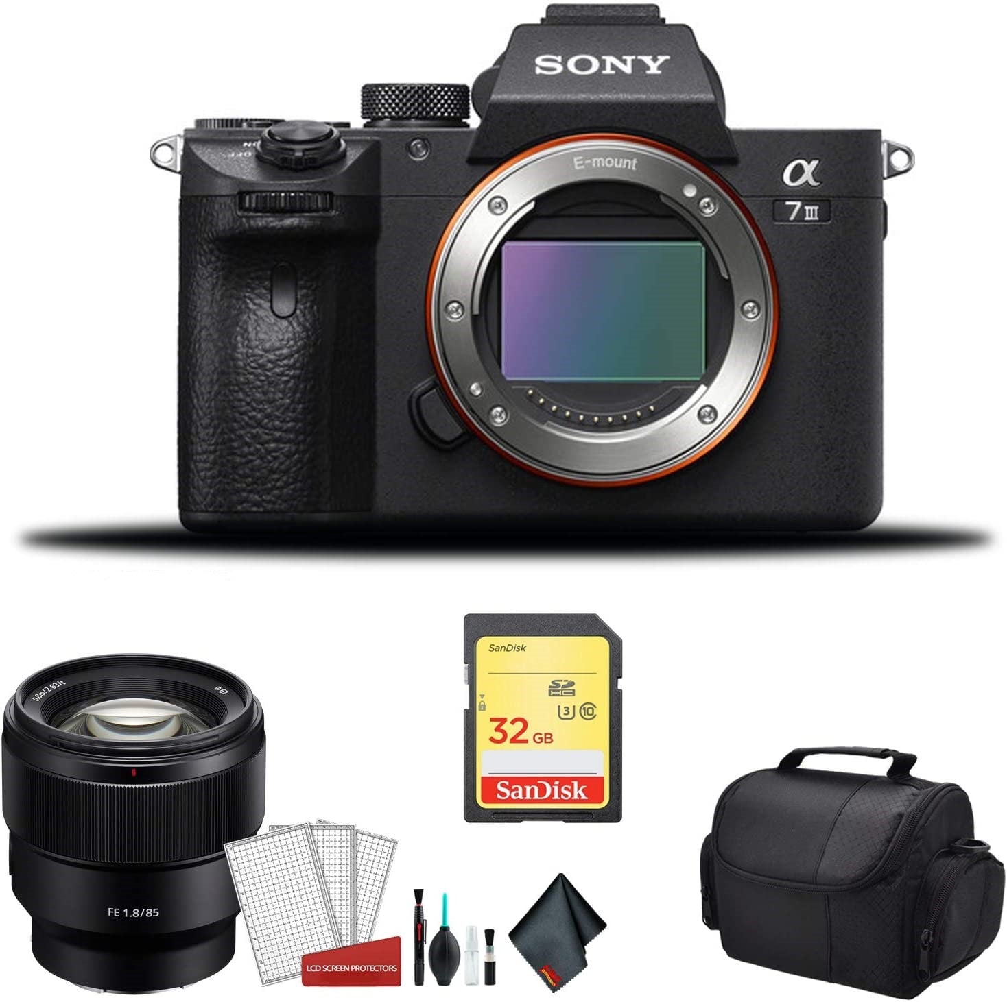 Sony Alpha a7 III Full Frame Mirrorless Digital Camera Body Only ILCE7M3/B - Bundle Kit with Sony FE 85mm f/1.8 Lens + - Used Sony