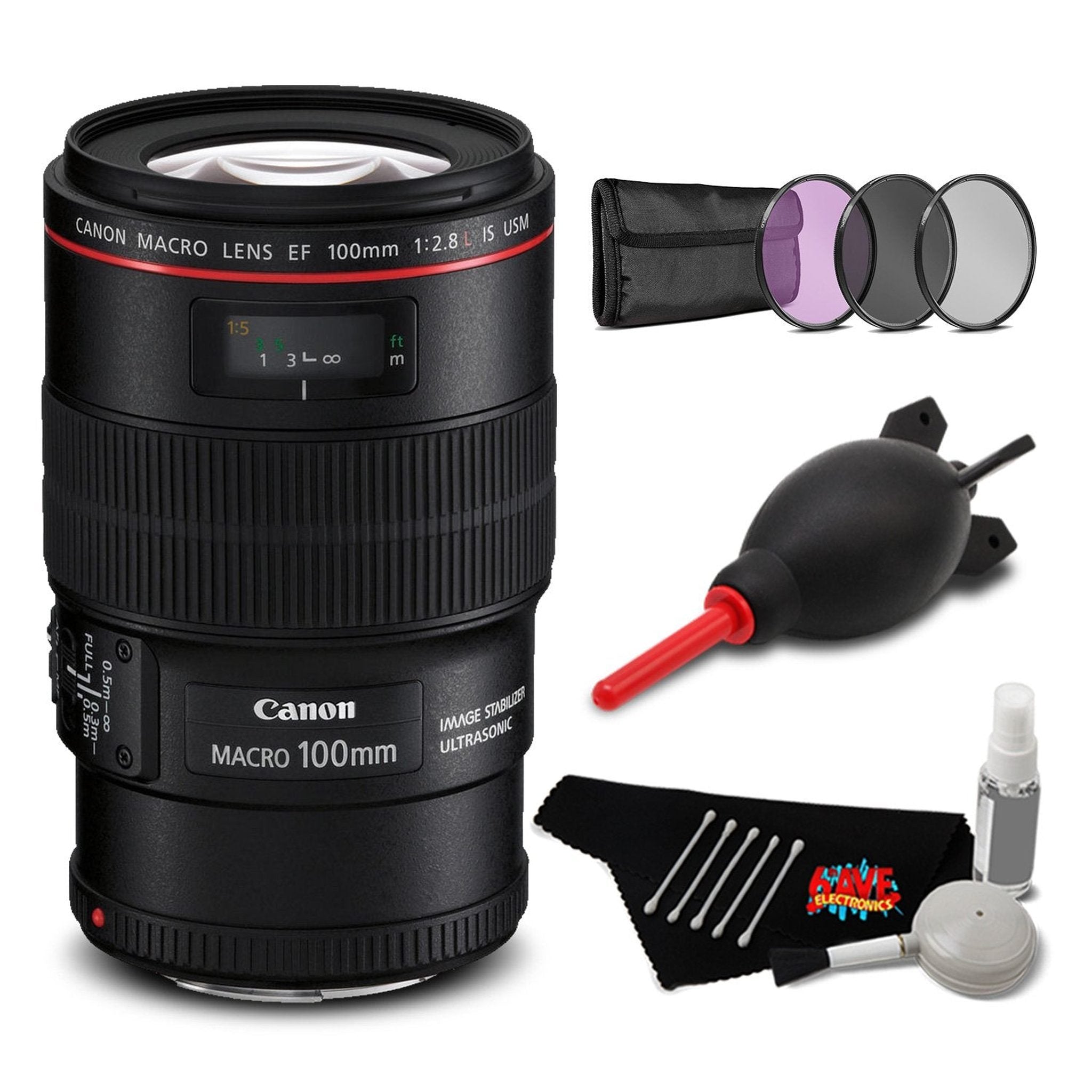 Canon EF 100mm f/2.8L Macro is USM Lens Accessory Bundle International Model Canon