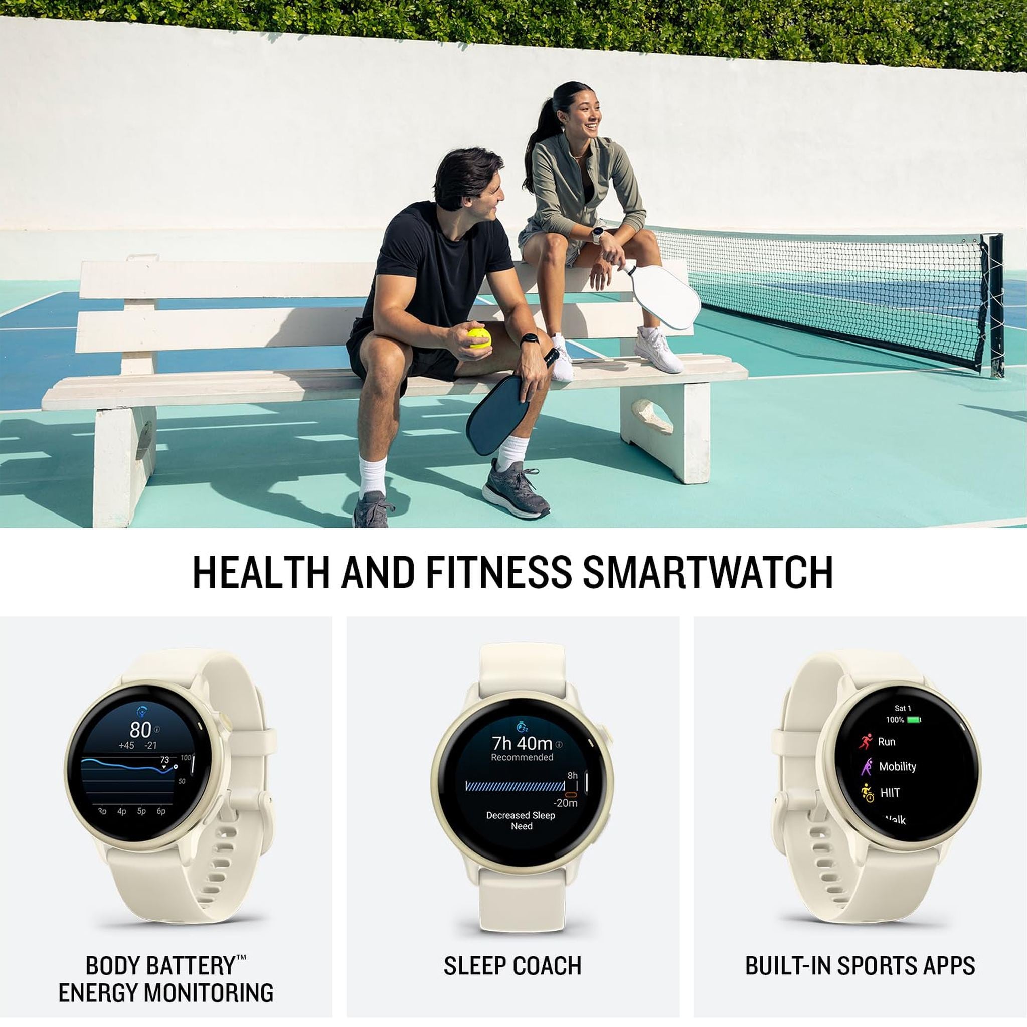Garmin vívoactive® 6, Health and Fitness GPS Smartwatch, AMOLED Display, Up to 11 Days of Battery, Lunar Gold with Bone Band Garmin