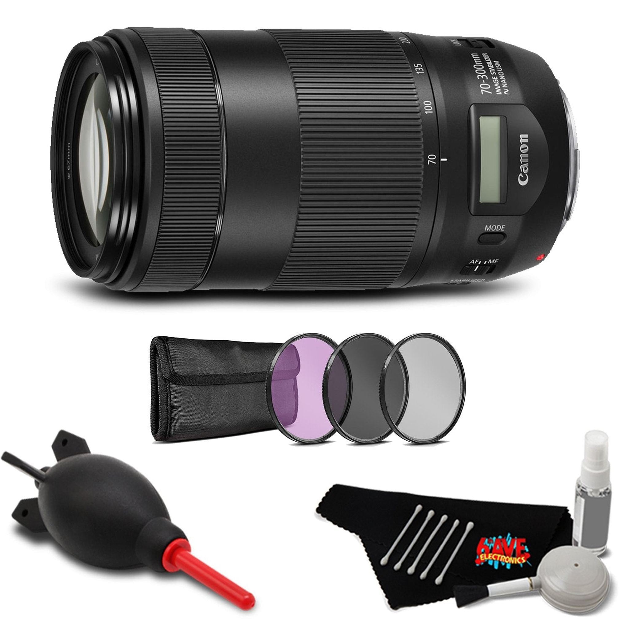 Canon EF 70-300mm f/4-5.6 is II USM Lens Accessory Bundle International Model Canon