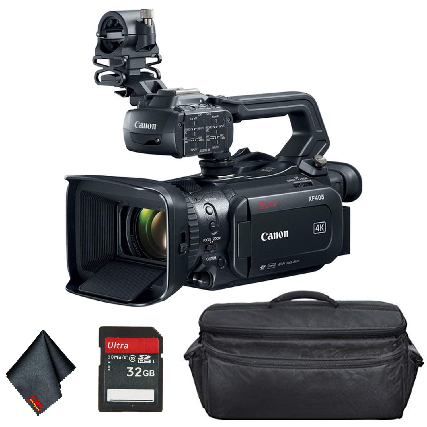Canon XF405 4K UHD 60P Camcorder with Dual Pixel Autofocus (2212C002) Bundle with Carrying Case + 32GB Memory Card
