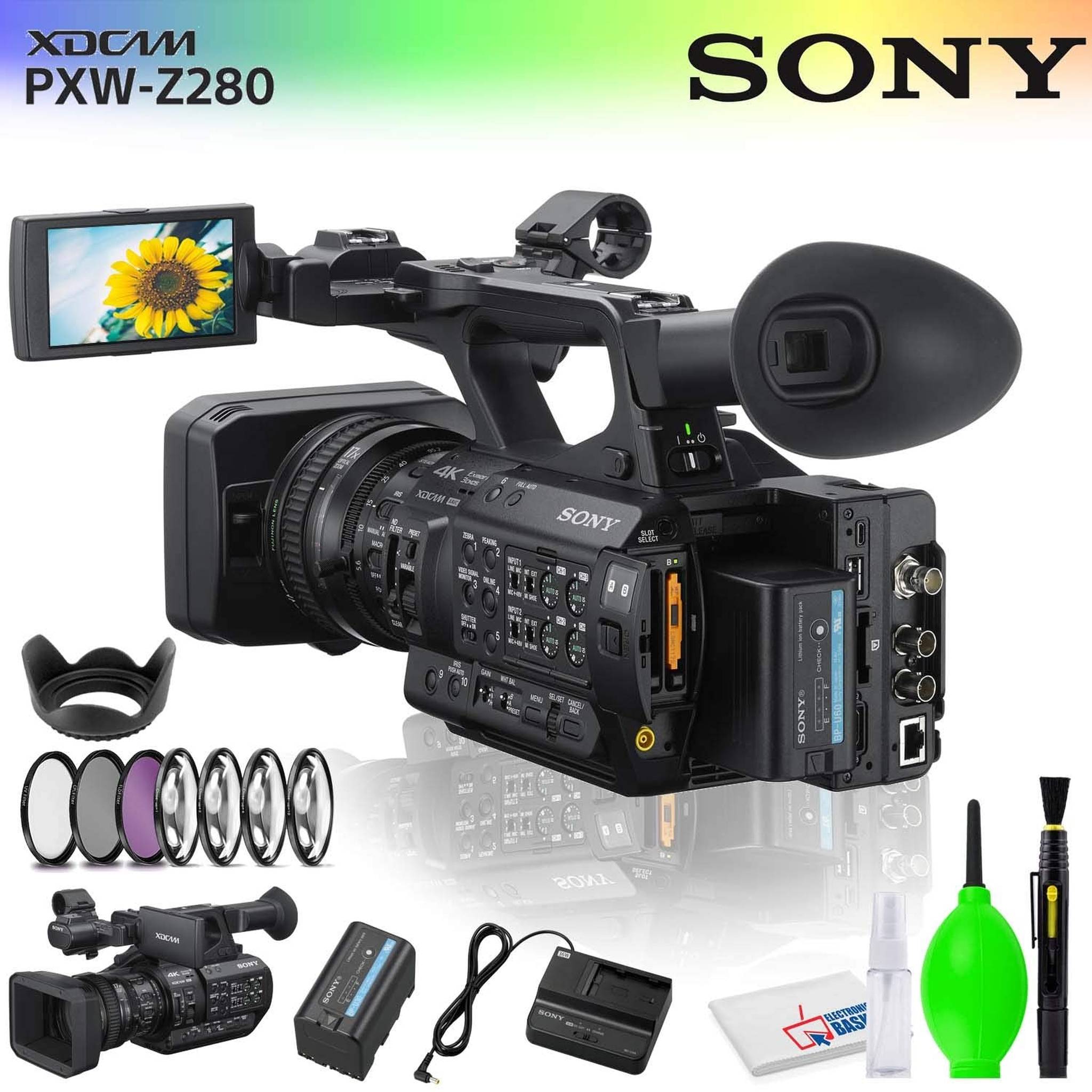 Sony PXW-Z280 4K 3-CMOS 1/2" Sensor XDCAM Camcorder Accessory Bundle with Filter and Cleaning Kit Sony