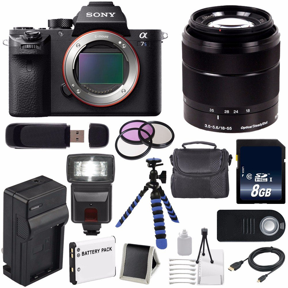 Sony Alpha a7S II a7S Mark II a7SII ILCE7SM2/B Mirrorless Digital Camera International Model + Sony E-Mount SEL 18-55m Sony