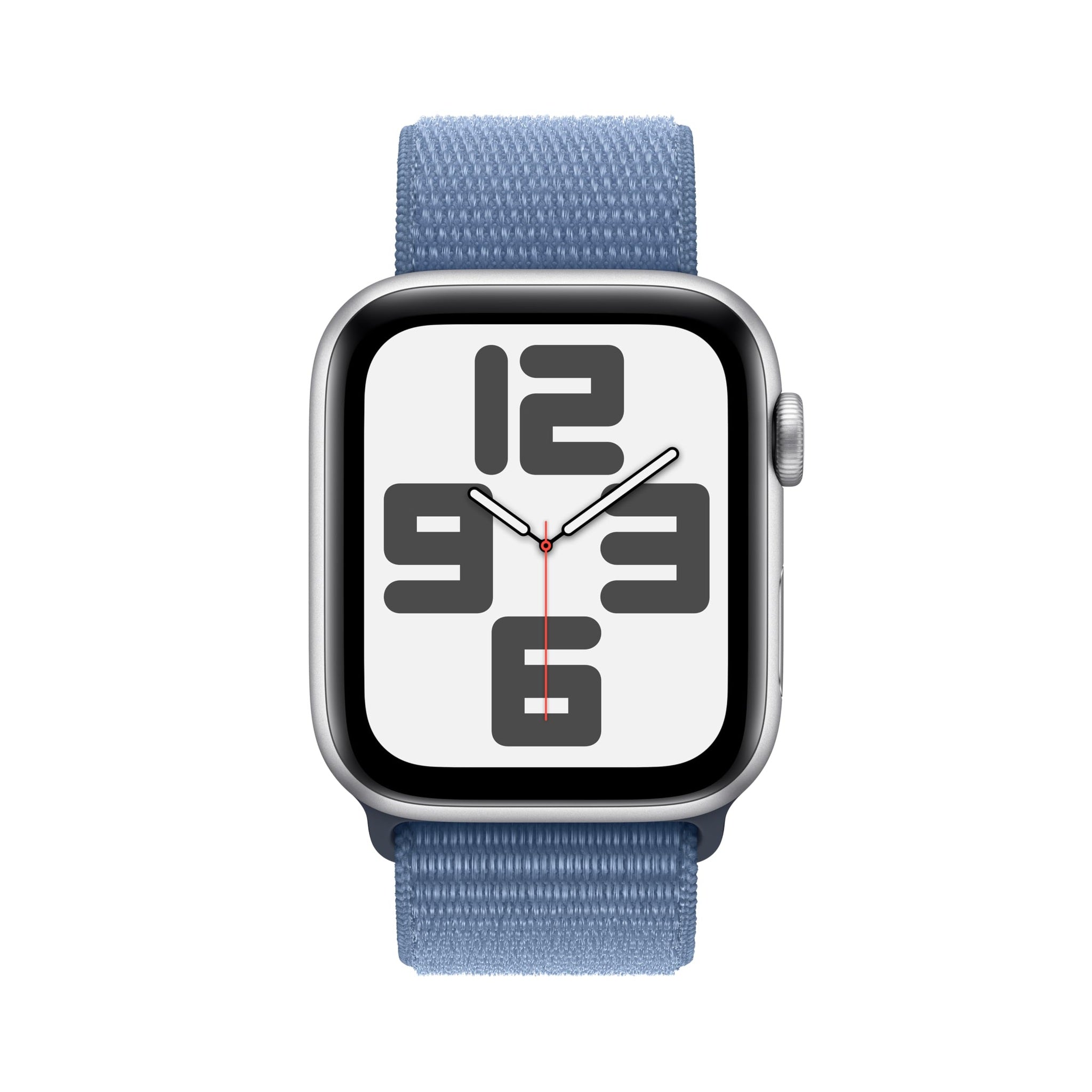 Apple Watch SE 2nd Gen GPS 44mm Smartwatch with Silver Aluminum Case with Winter Blue Sport Loop. Fitness & Sleep Tracker, Crash Detection, Heart Rate Monitor, Carbon Neutral Apple