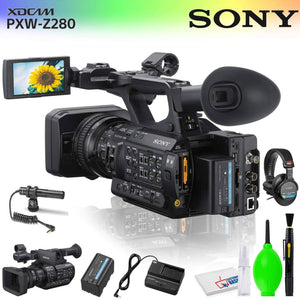 Sony PXW-Z280 4K 3-CMOS 1/2" Sensor XDCAM Camcorder Accessory Bundle with Condenser Mic, Professional Headphones and Cleaning Kit Sony