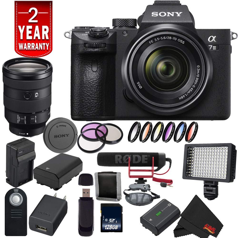 Sony Alpha a7 III ILCE7M3/B Mirrorless Digital Camera International Model + Sony 24-105mm Lens Video Bundle Sony