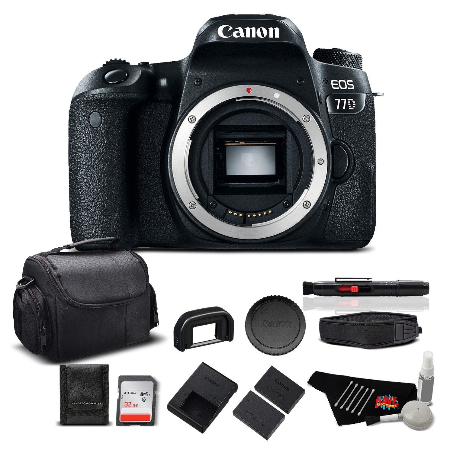 Canon EOS 77D DSLR Camera (Body Only) 24.2 MP CMOS - Standard Bundle - International Version