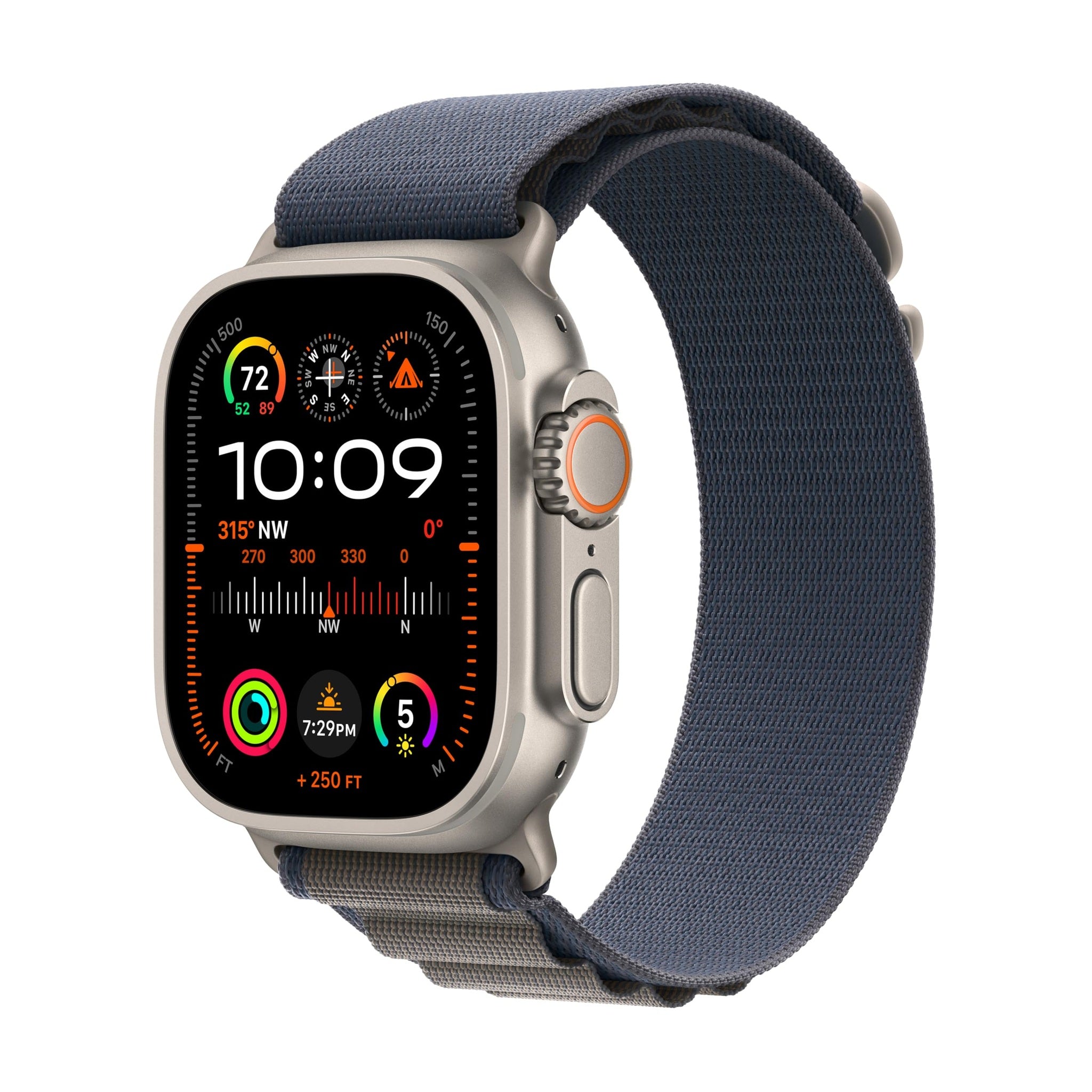 Apple Watch Ultra 2 GPS + Cellular 49mm Smartwatch with Rugged Titanium Case & Blue Alpine Loop Medium. Carbon Neutral Apple