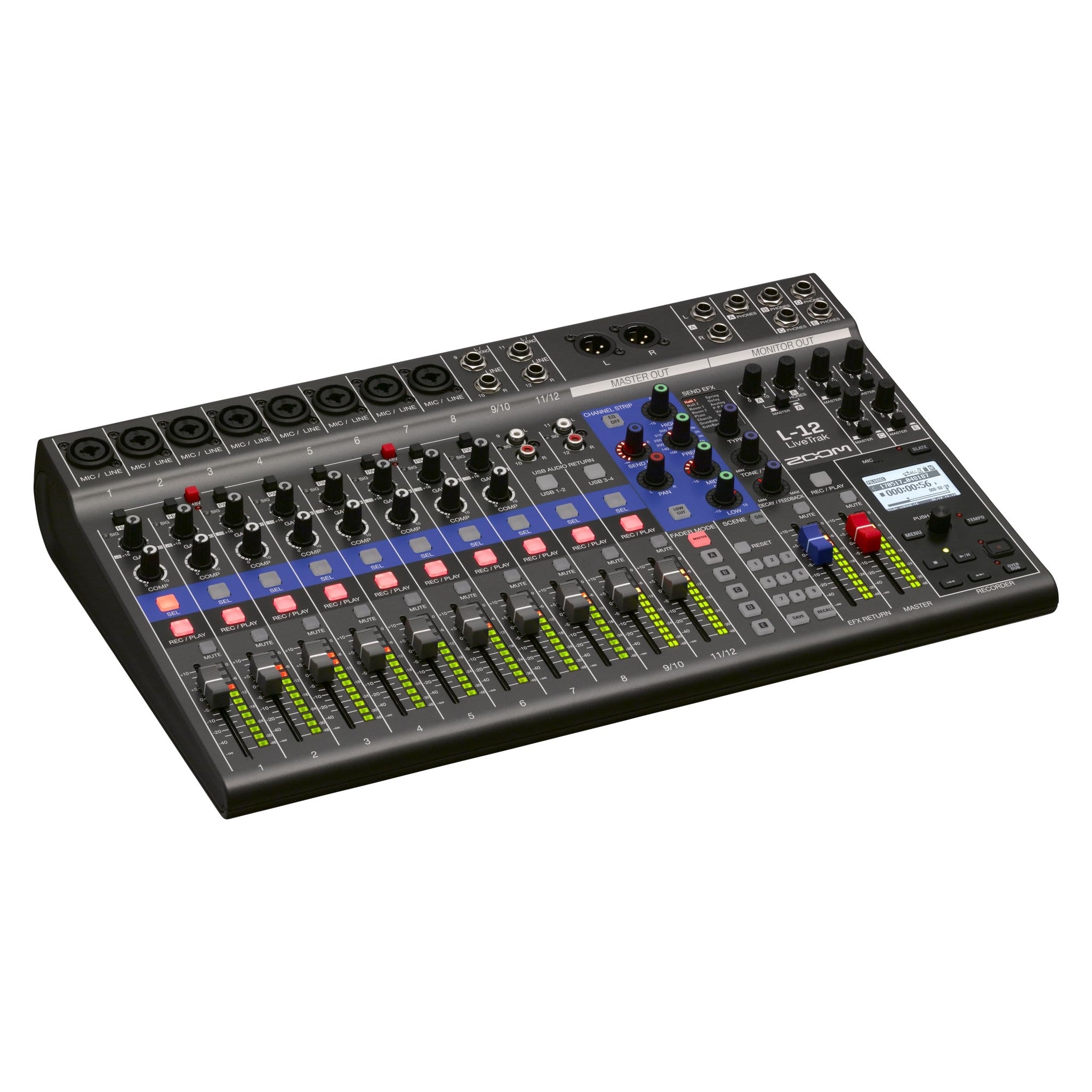 Zoom LiveTrak L-12 Digital Mixer & Multitrack Recorder, for Music, Podcasting, and More, 12-Input/ 14-Channel SD Recorder, 14-in/4-out USB Audio Interface, 5 Powered Headphone Outputs Zoom