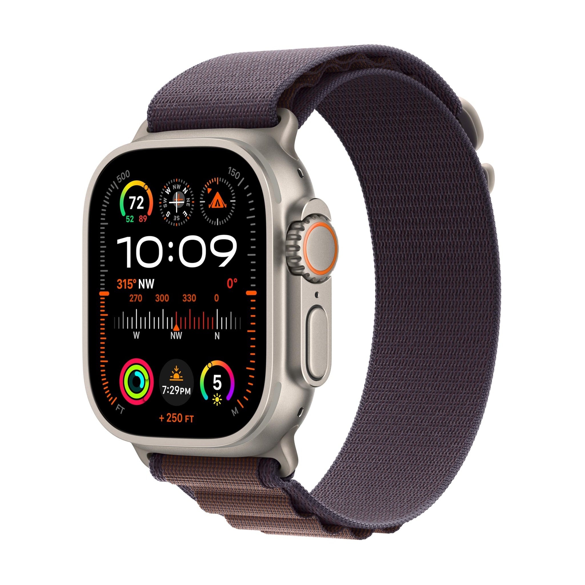 Apple Watch Ultra 2 GPS + Cellular 49mm Smartwatch with Rugged Titanium Case & Indigo Alpine Loop Medium. Carbon Neutral Apple