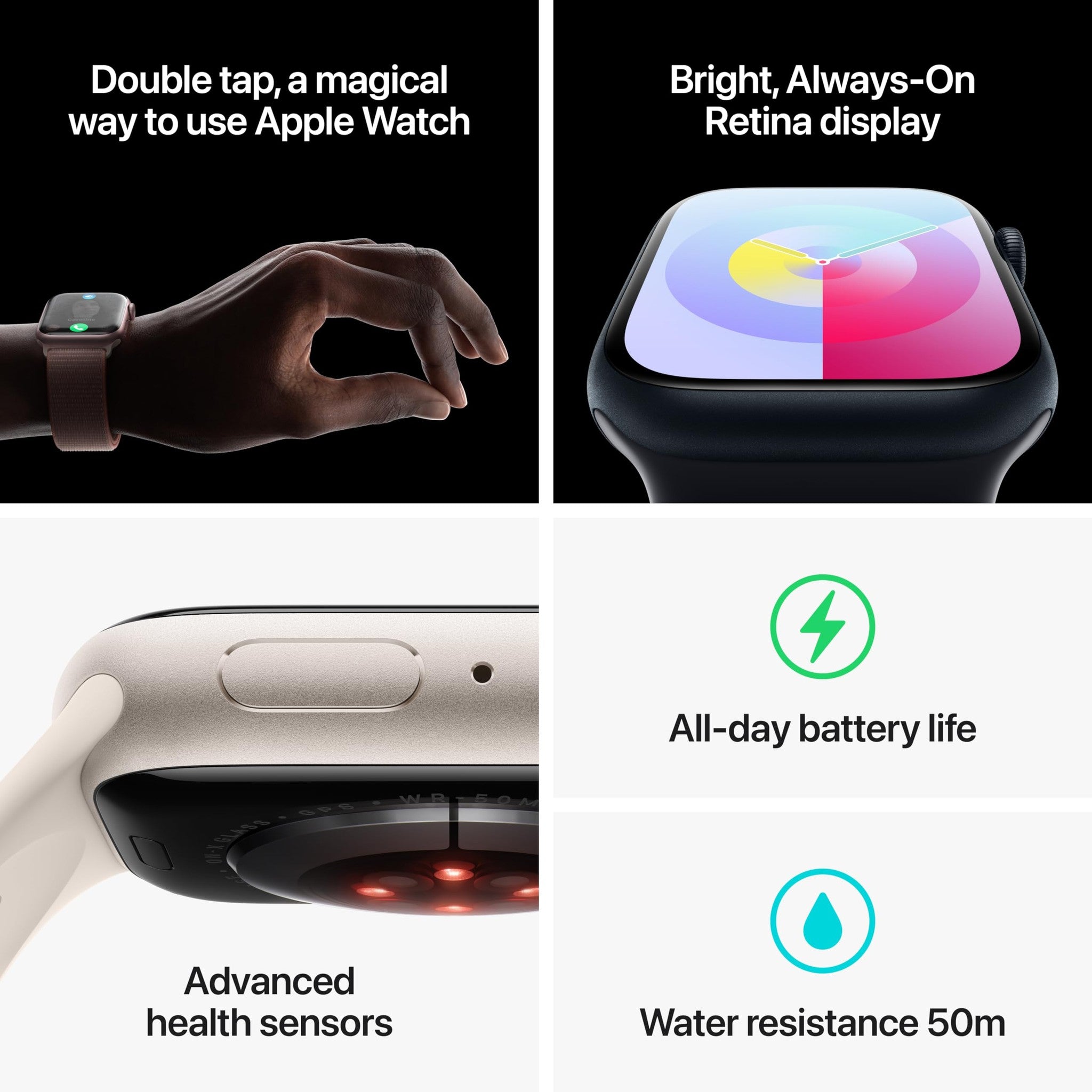Apple Watch Series 9 GPS 45mm Smartwatch with Starlight Aluminum Case with Starlight Sport Band M/L. Apple