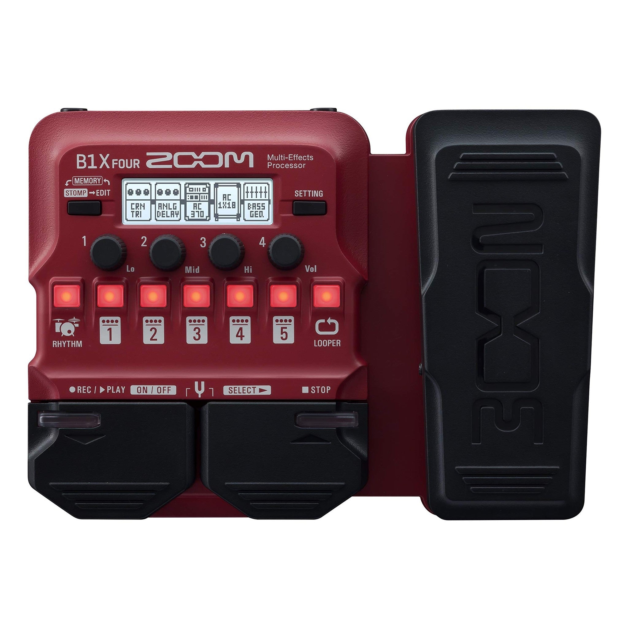 Zoom B1X FOUR Bass Multi-Effects Processor with Expression Pedal, With 70+ Built-in Effects, Amp Modeling, Looper, Rhythm Section, Tuner, Battery Powered Zoom