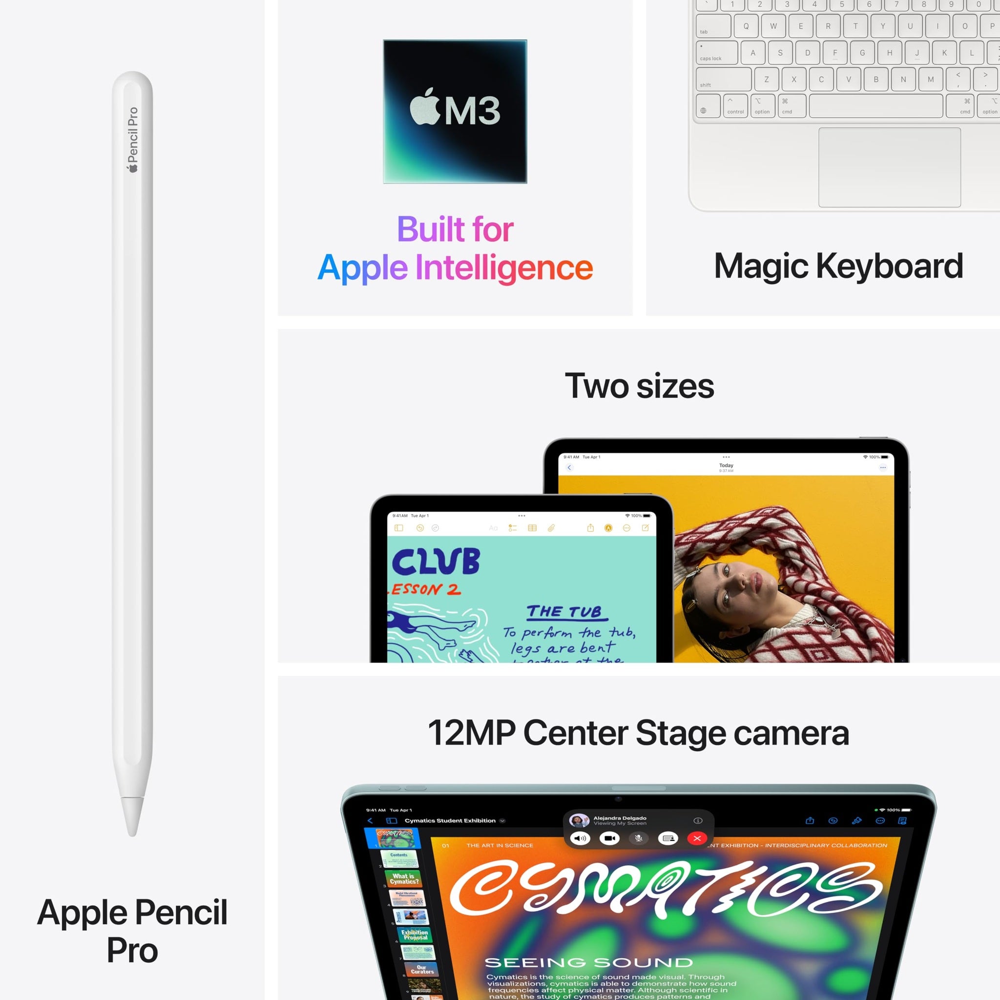 Apple iPad Air 13-inch with M3 chip Built for Apple Intelligence, Liquid Retina Display, 128GB, 12MP Front/Back Camera, Wi-Fi 6E, Touch ID, All-Day Battery Life - Purple Apple