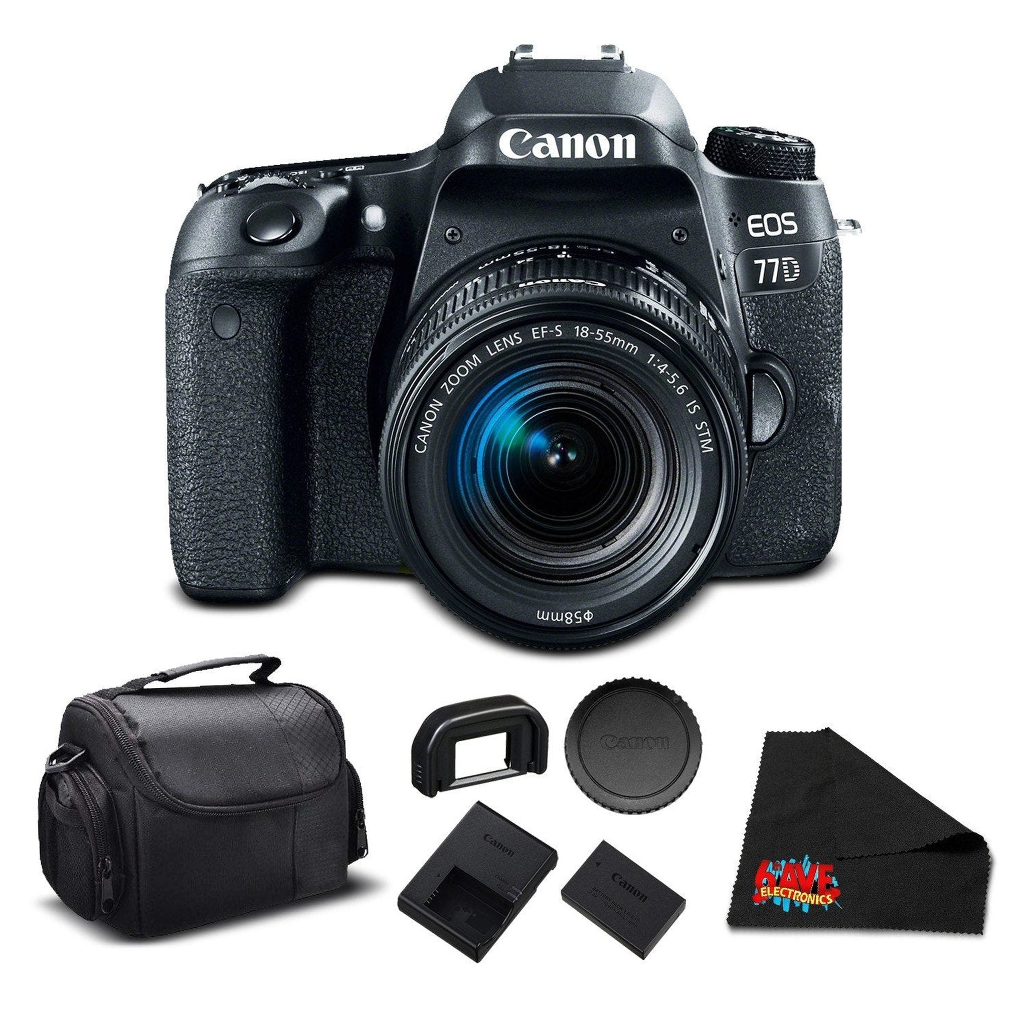 Canon EOS 77D DSLR Camera with 18-55mm Zoom Lens 24.2 MP CMOS - Essential Bundle - International Version