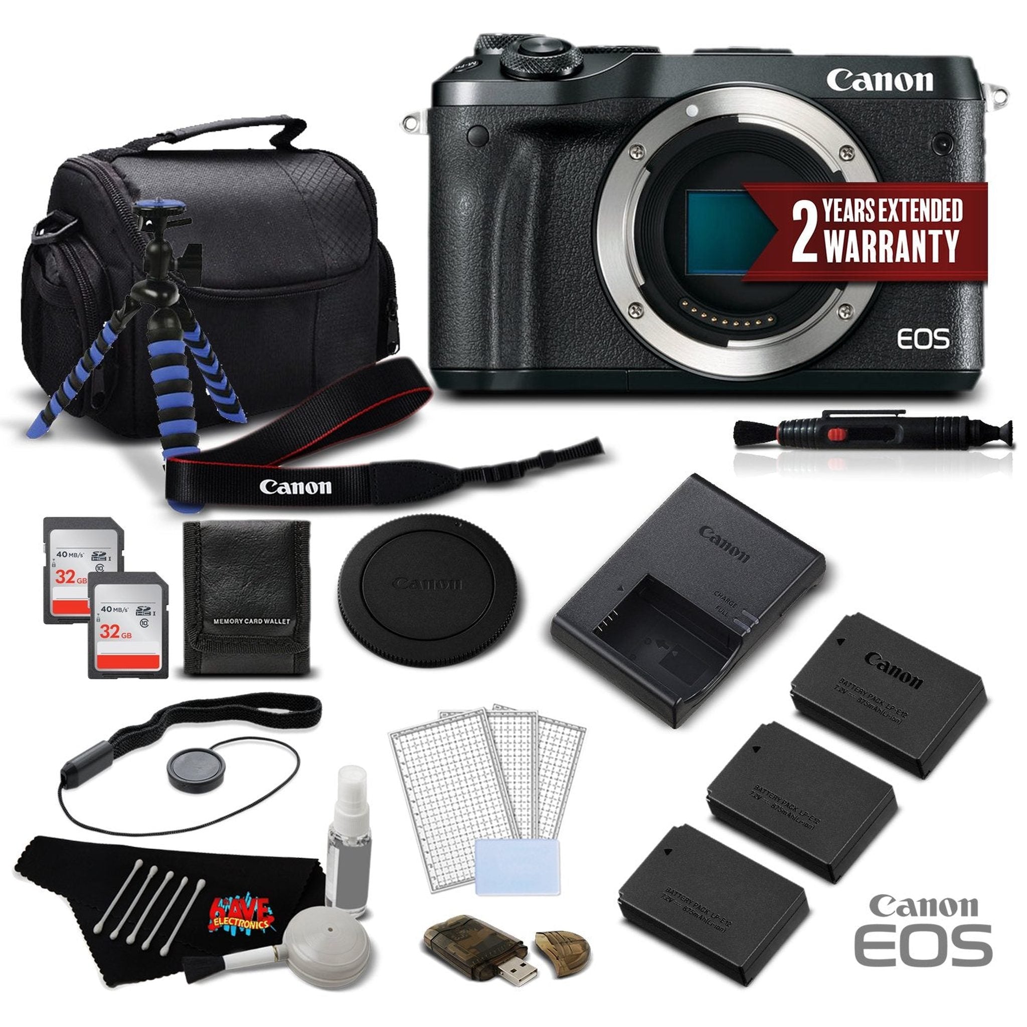 Canon EOS M6 Mirrorless Digital Camera (Body Only, Black) 1724C001- Deluxe Bundle - International Version
