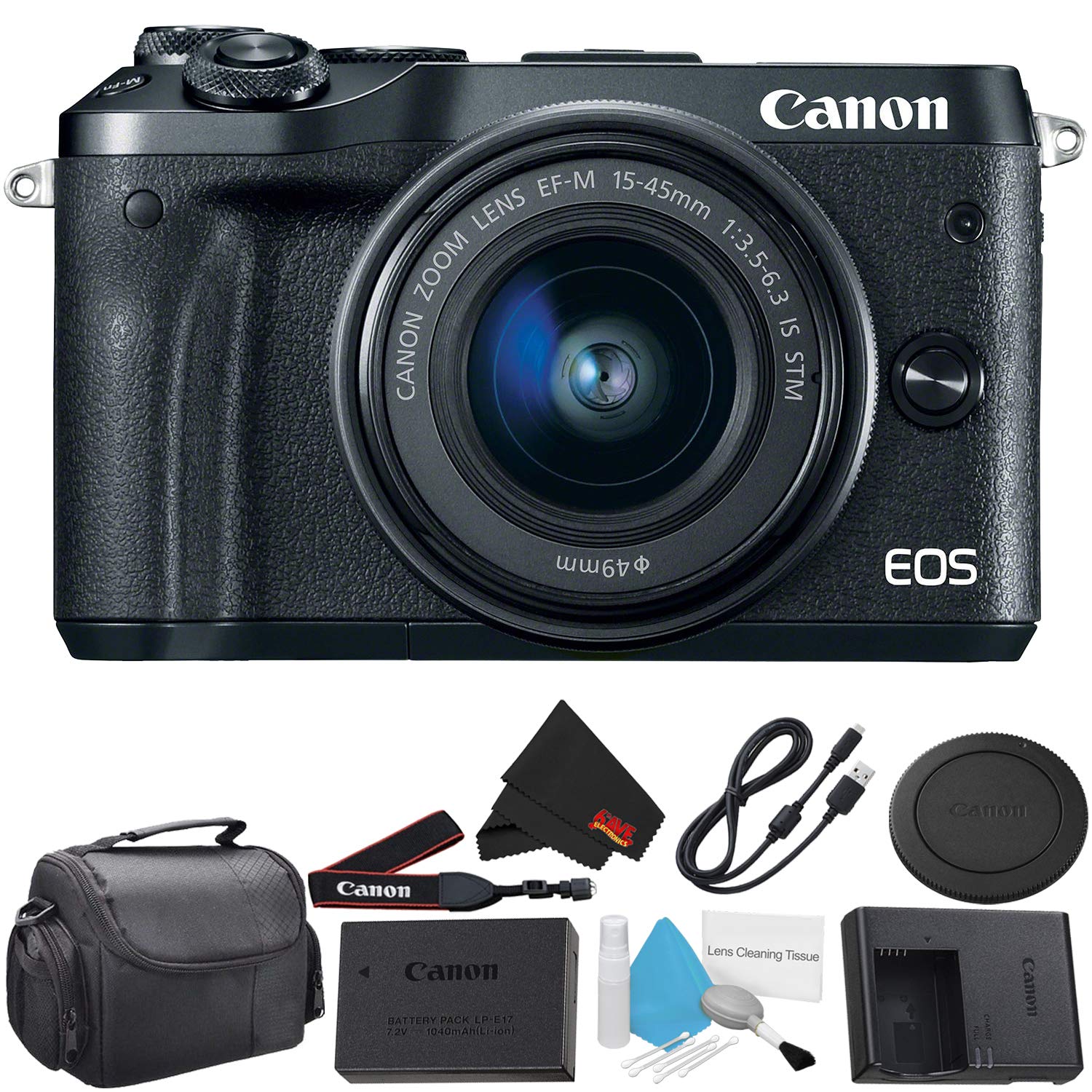 Canon EOS M6 Mirrorless Digital Camera with EF-M 15-45mm f/3.5-6.3 is STM Lens Kit 1724C011 Starter Bundle - Internation