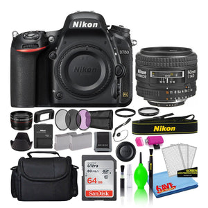 Nikon D750 Digital Camera with 50mm f/1.4D Lens 1543 + 64GB Card + Bag Intl Nikon